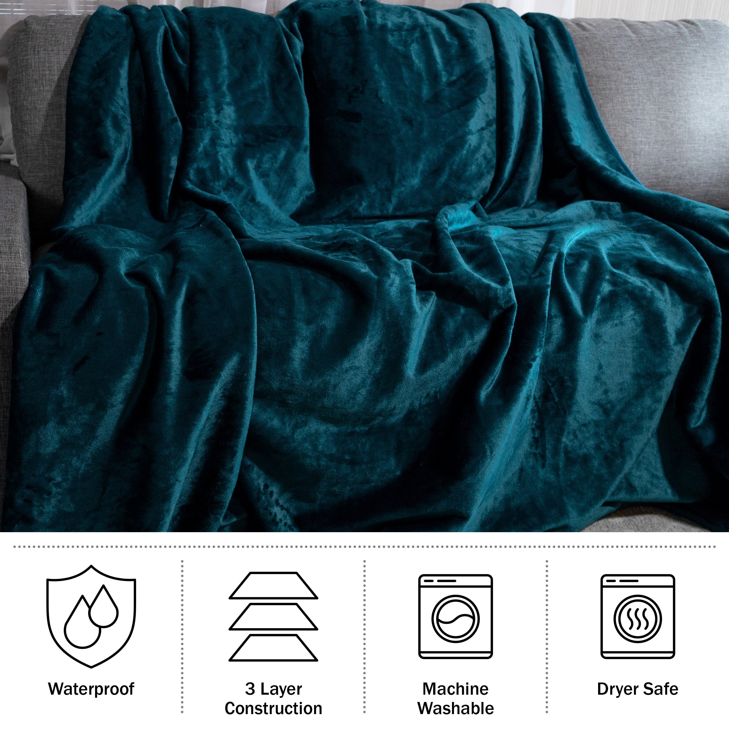 Waterproof Blanket - 80x80 King-Size Blanket by Lavish Home