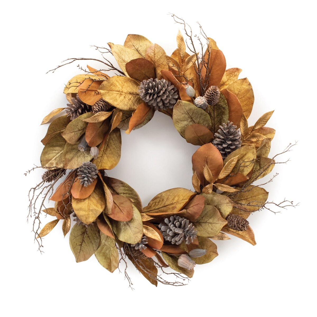 Harvest Magnolia Leaf Twig Wreath 27.75D