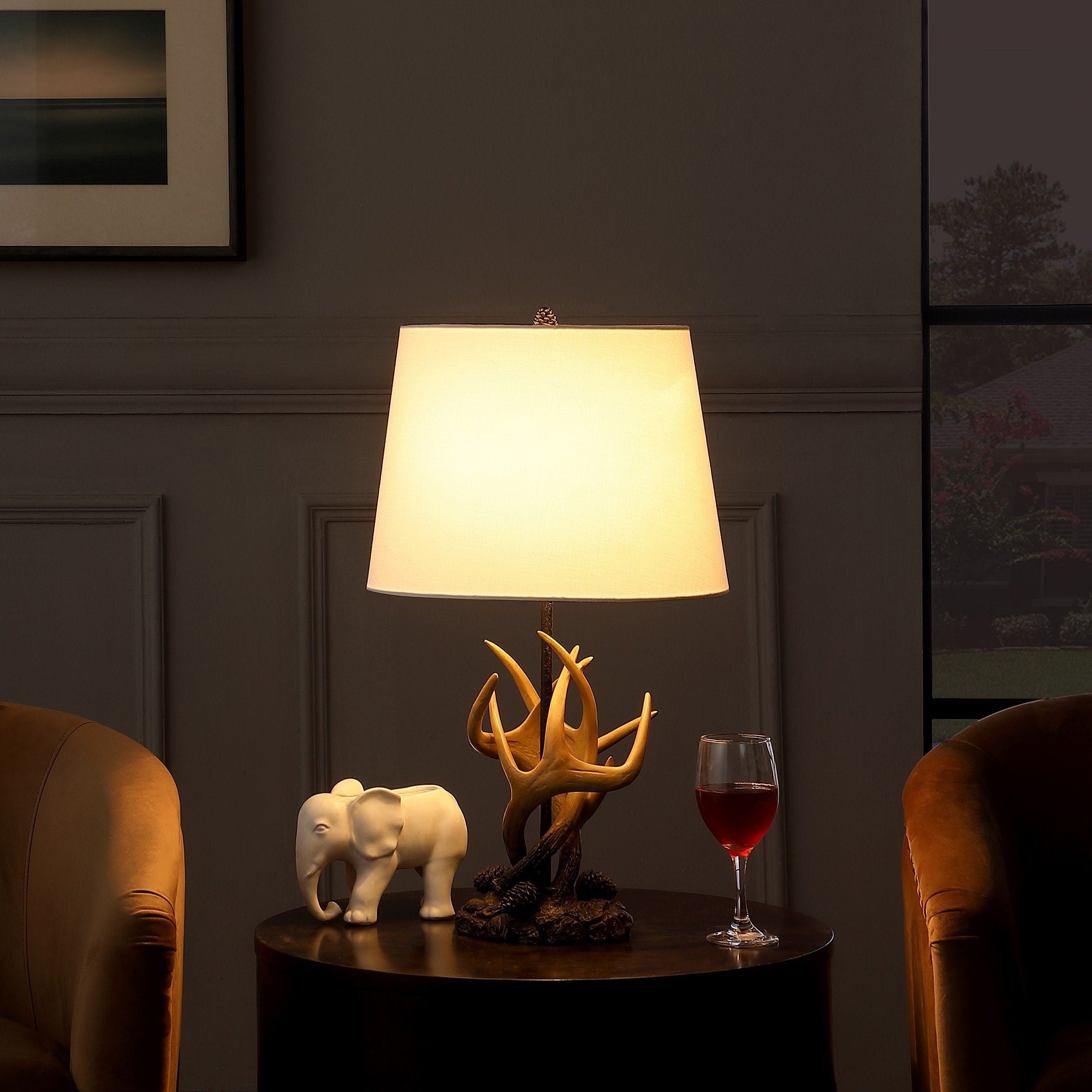 26 In. Natural Royal Deer Antler Modern Table Lamp