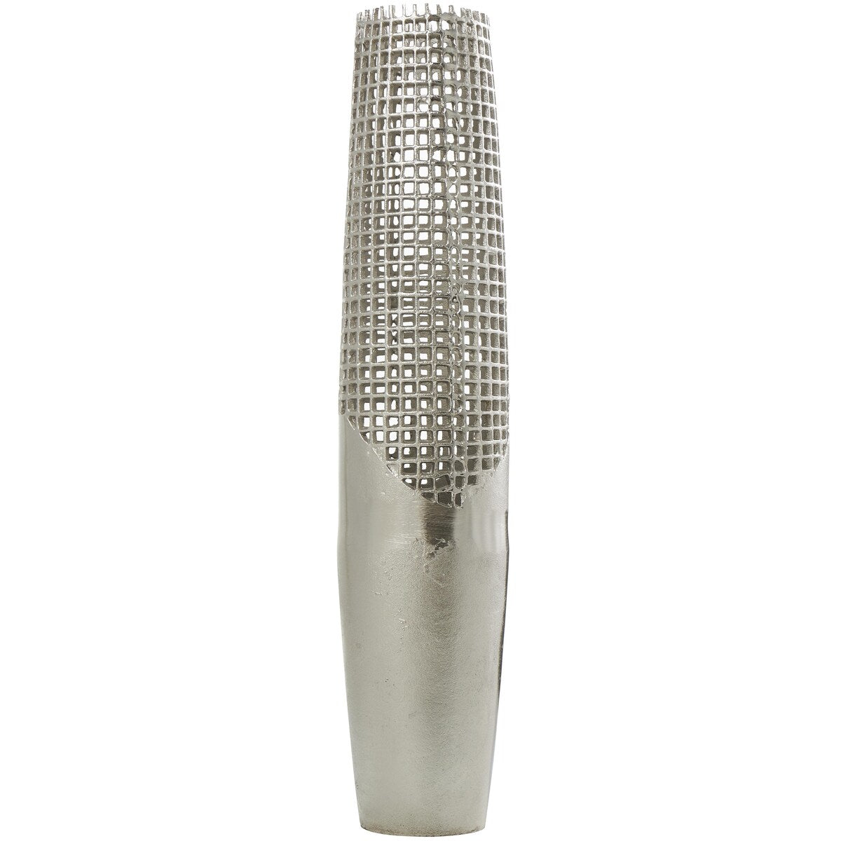 Aluminum Metal Grid Inspired Decorative Vase with Open Frame Design - Silver - Roche River Decor