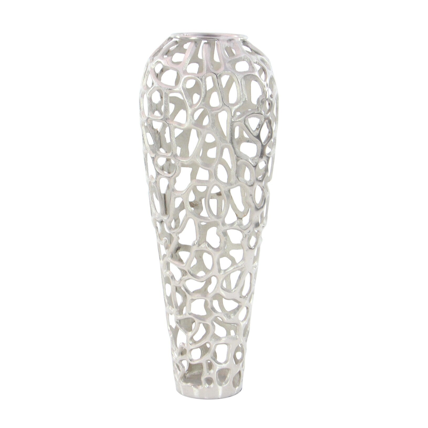 Aluminum Metal Cutout Coral Decorative Vase - Gold or Silver - Roche River Decor