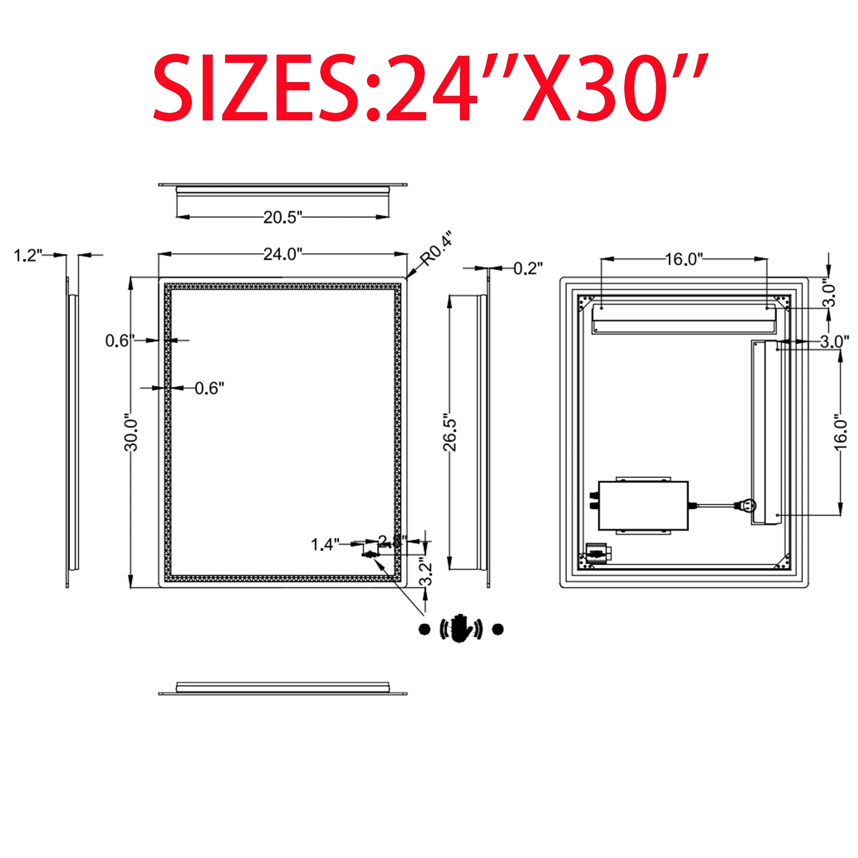 CB HOME Lighted Bathroom Vanity Mirror, LED Wall Mounted Mirror, Gesture Control Smart Lighted Mirror, Dimmable, Frameless