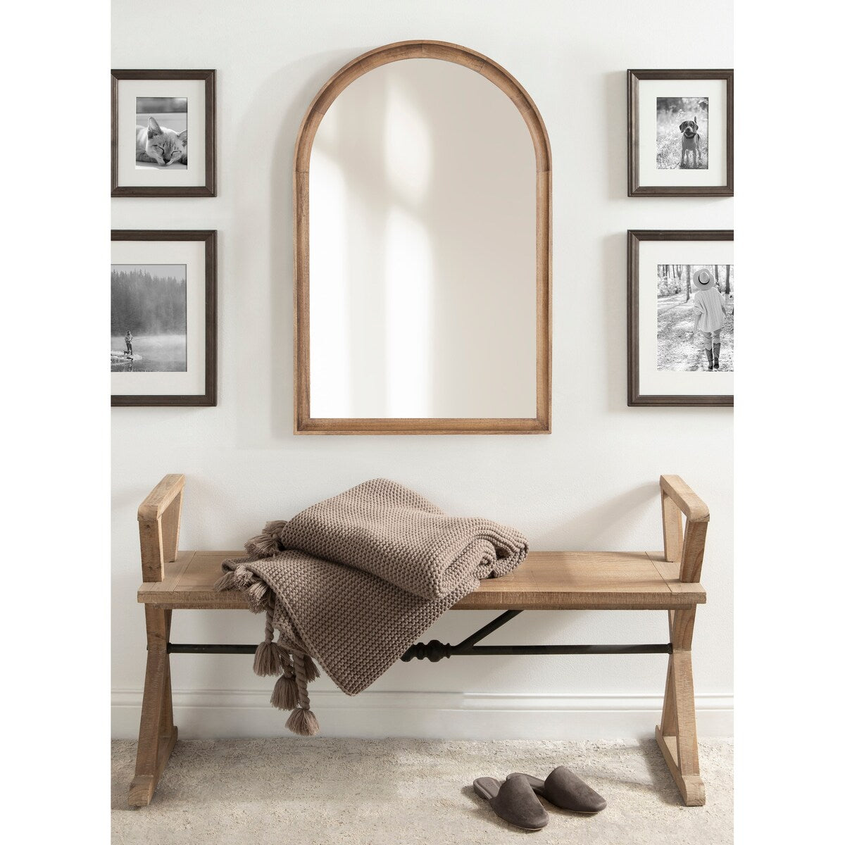 Kate and Laurel Hatherleigh Arch Wood Wall Mirror