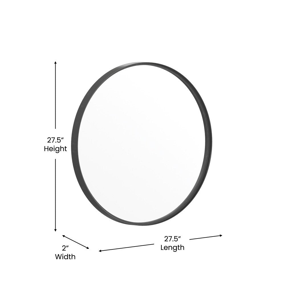 Wall Mount Shatterproof Round Accent Wall Mirror with Metal Frame