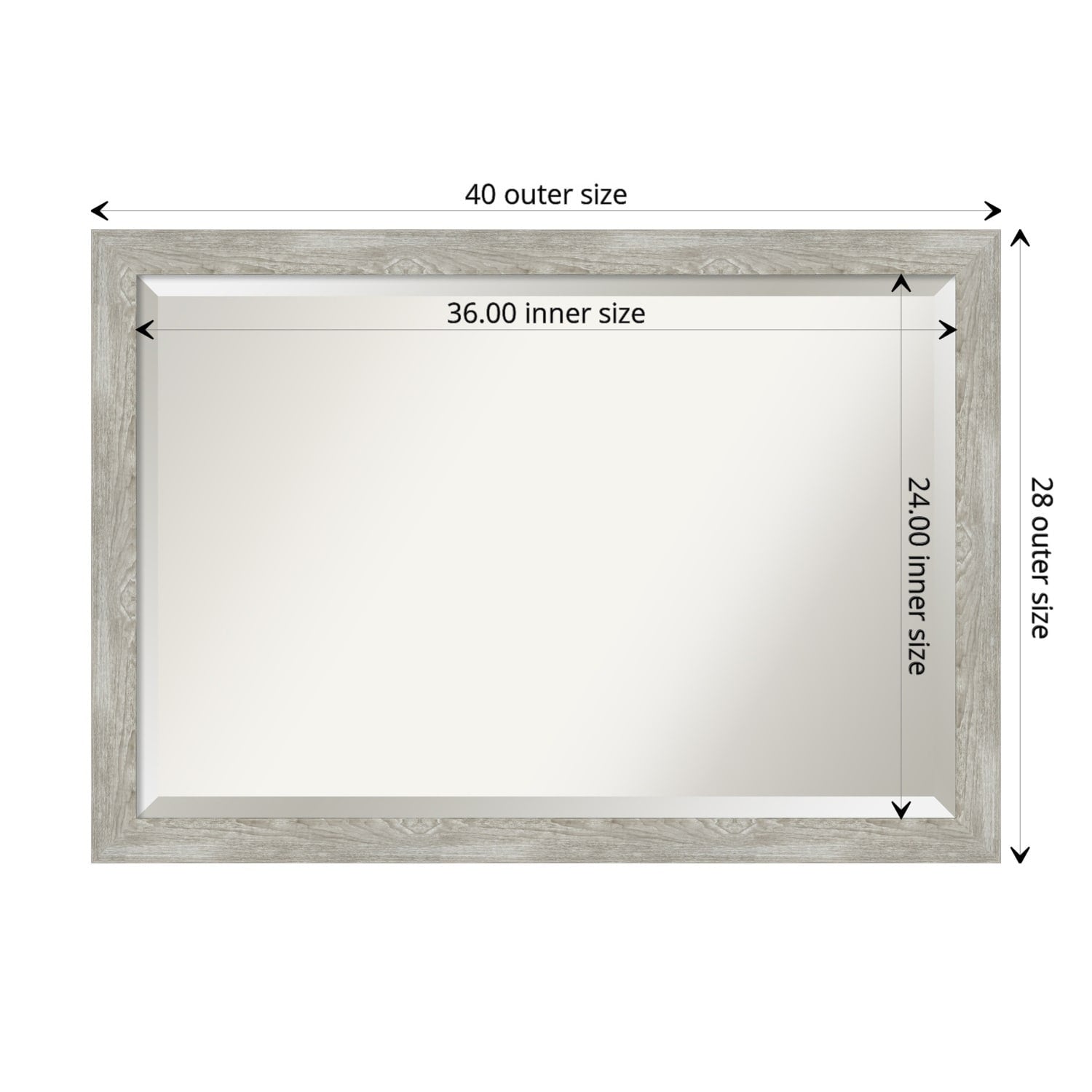 Beveled Bathroom Wall Mirror - Dove Greywash Narrow Frame