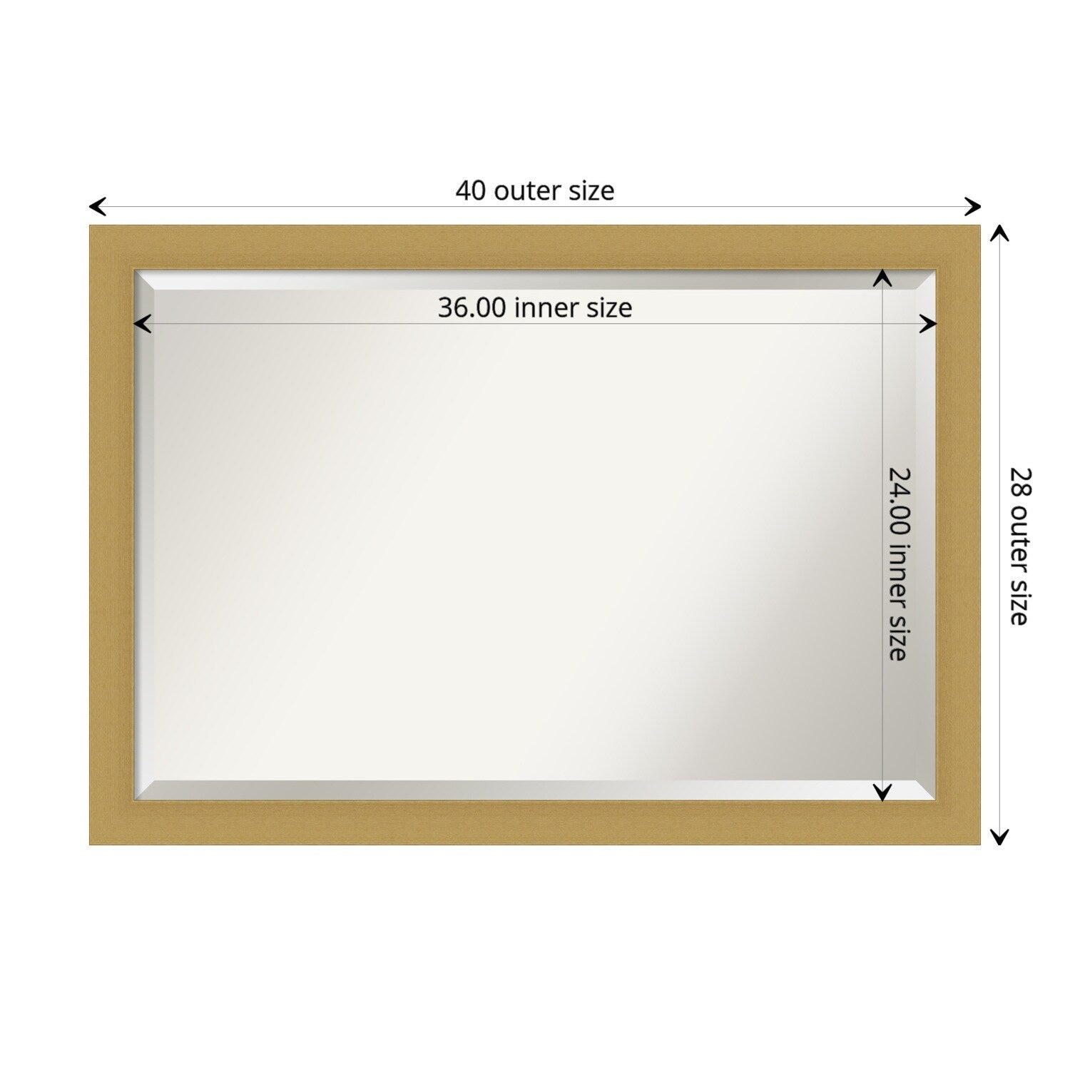 Beveled Bathroom Wall Mirror - Grace Brushed Narrow Frame