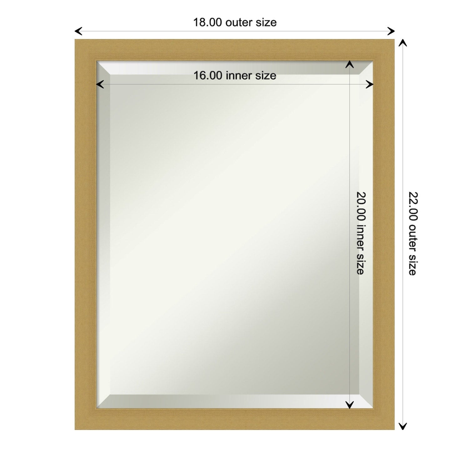 Beveled Wall Mirror - Grace Brushed Gold Narrow Frame