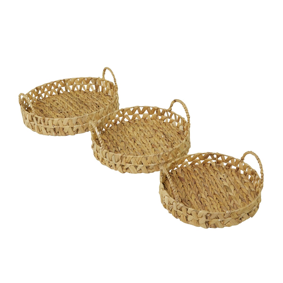 Seagrass Handmade Woven Living Room Decor Tray with Handles - Set of 3 Brown - Roche River Decor