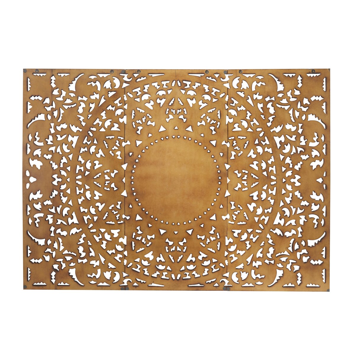 Wooden Floral Handmade Intricately Carved Home Wall Decor with Mandala Design - Set of 3 Brown - Roche River Decor