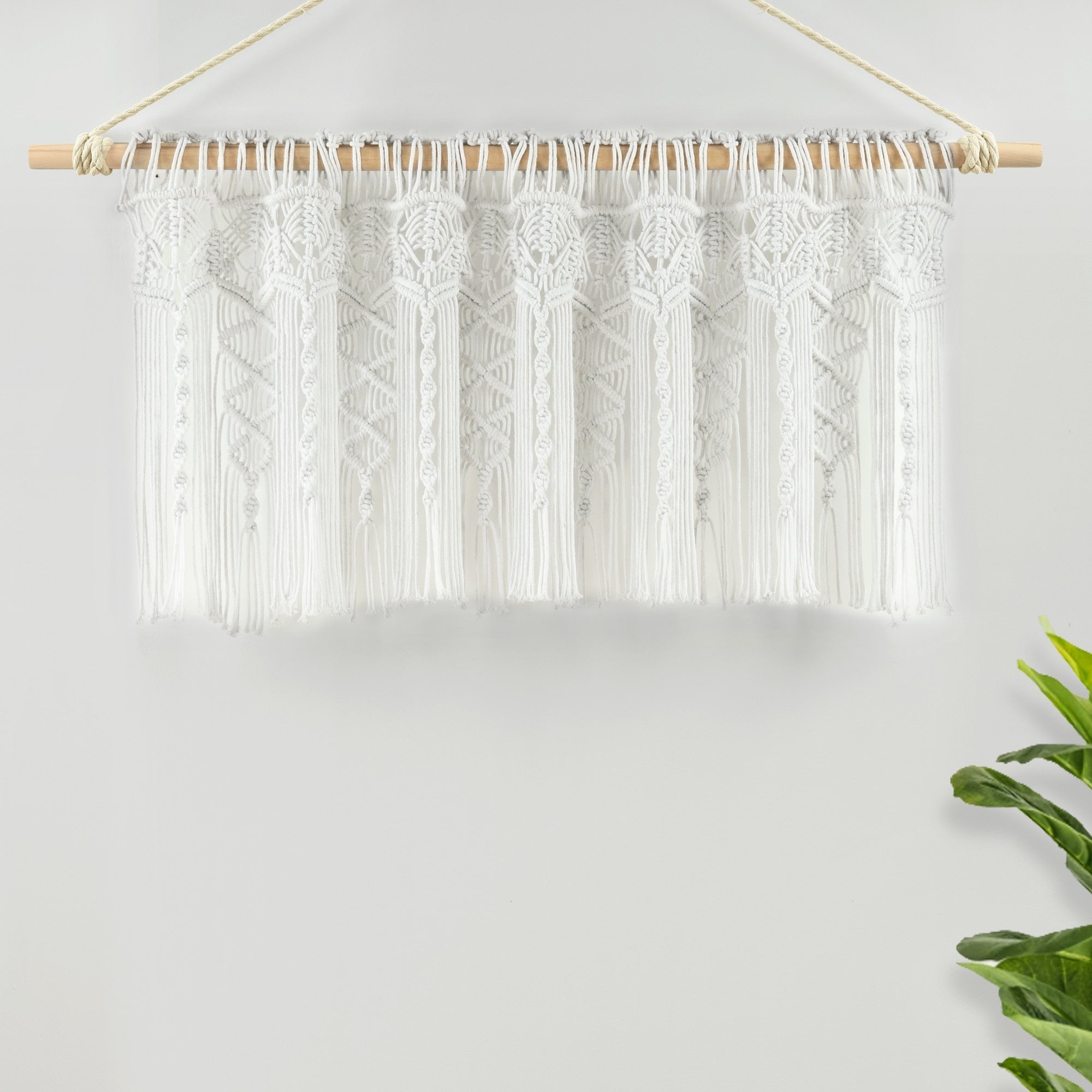 Lush Decor Boho Macrame Textured Cotton Valance/Kitchen Curtain/Wall Decor