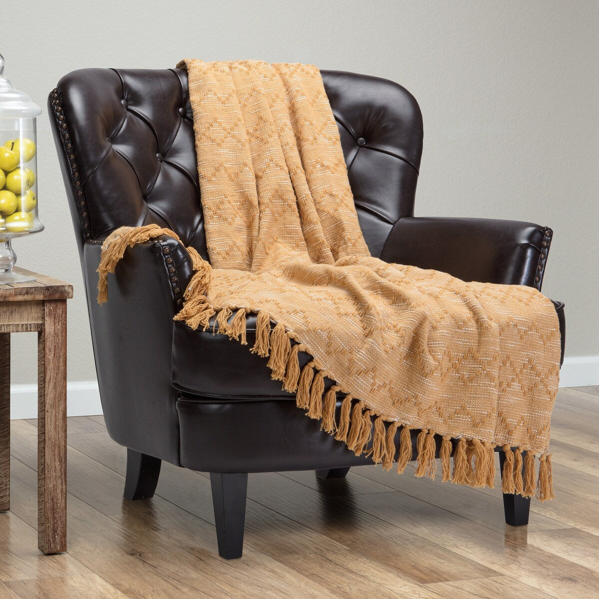 Chanasya Geometric Diamond Cotton Throw Blanket with Tassels