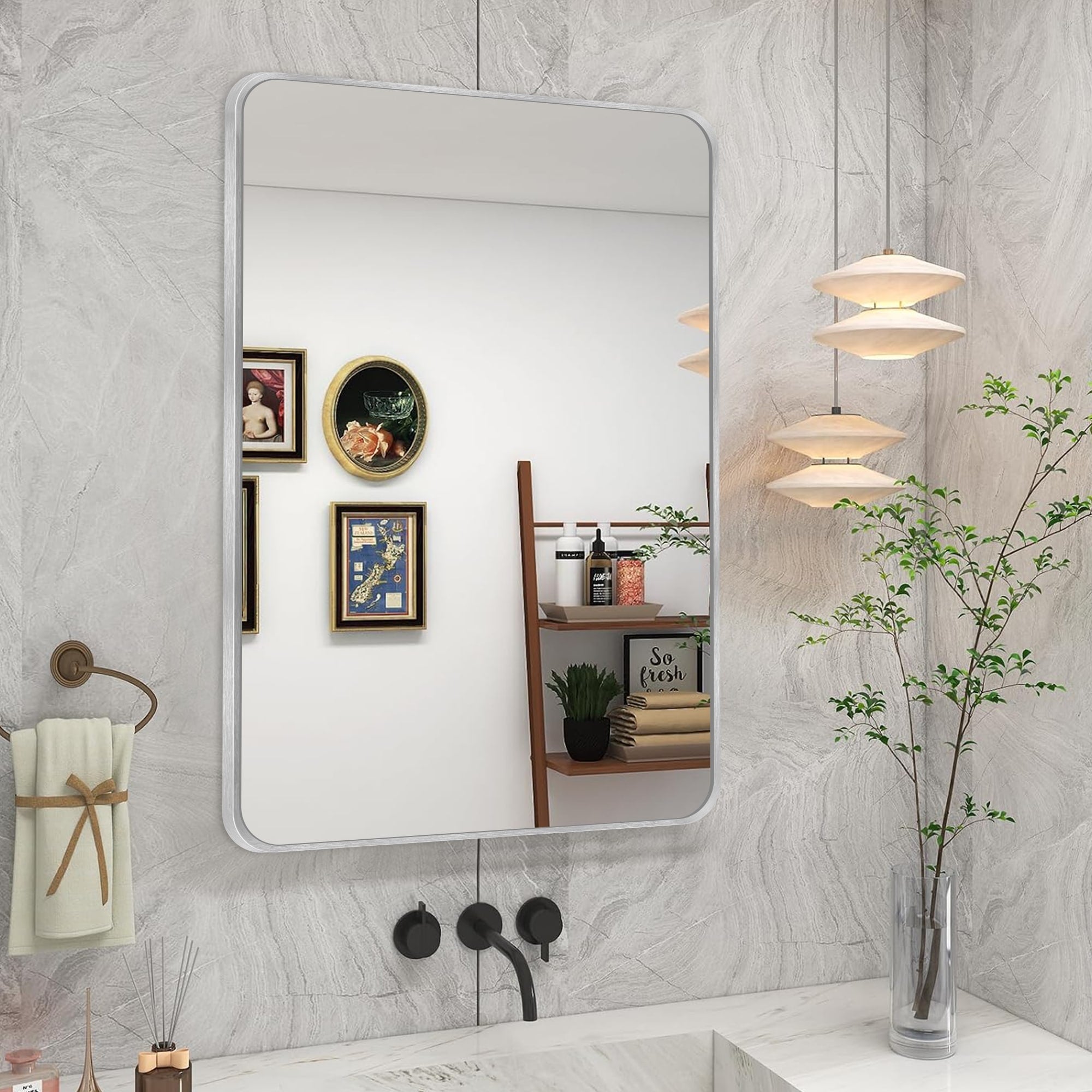 Wall Mount Bathroom Rectangle Vanity Mirror (Horizontal/Vertical)