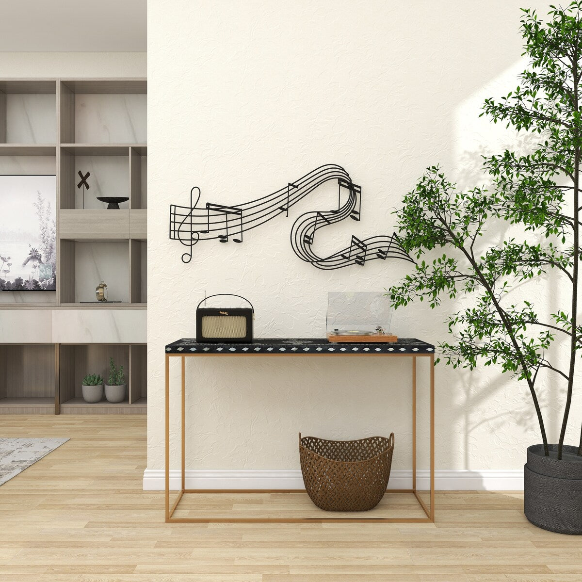 Metal Musical Notes Home Wall Decor - Black - Roche River Decor