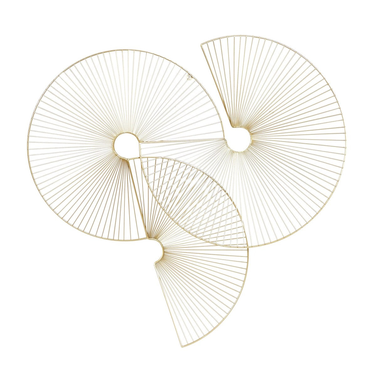 Metal Sunburst Half Moon Overlapping Wire Fan Home Wall Decor - Gold - CosmoLiving by Cosmopolitan