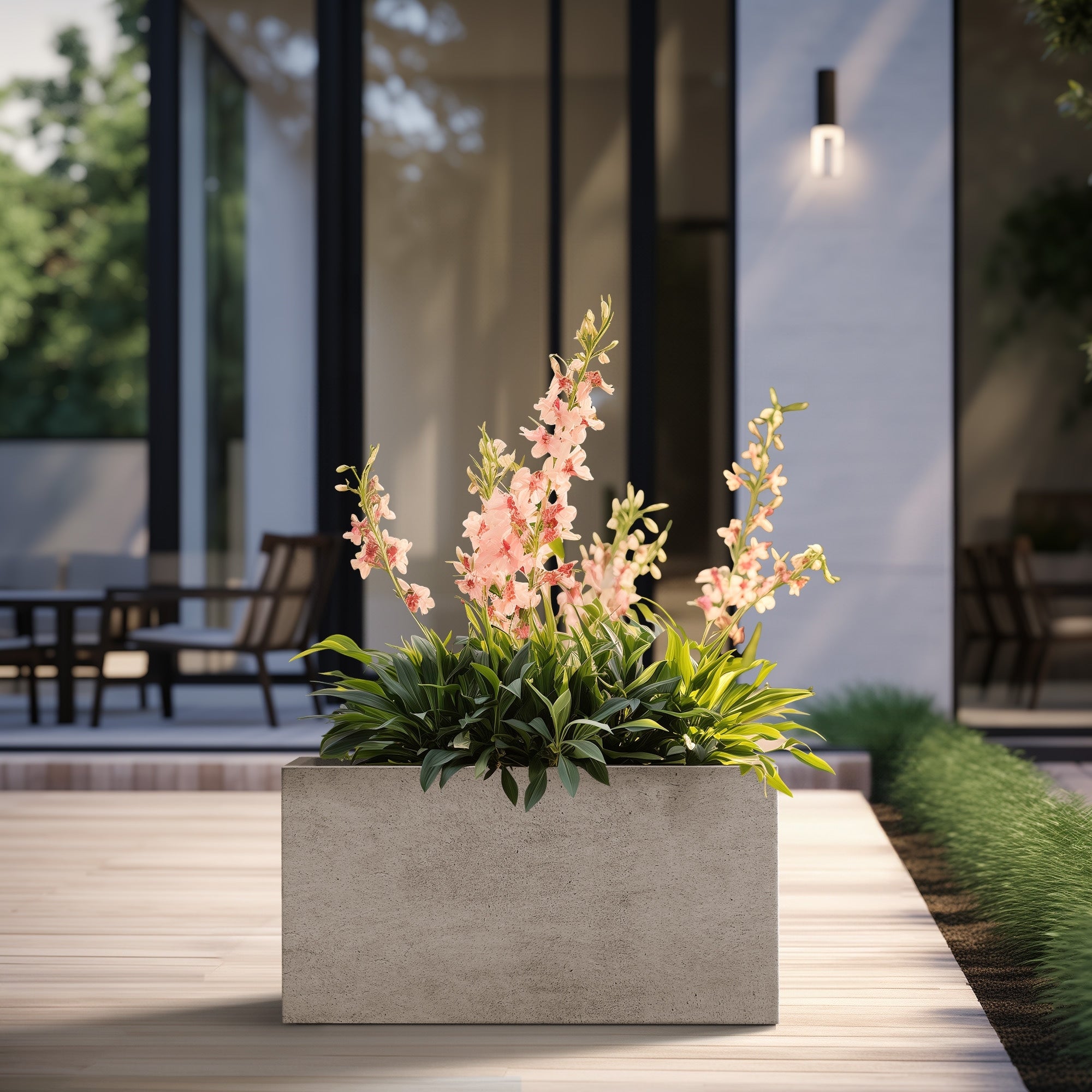 Tall Concrete Rectangle Plant Boxes / Large Indoor and Outdoor Flower Planters