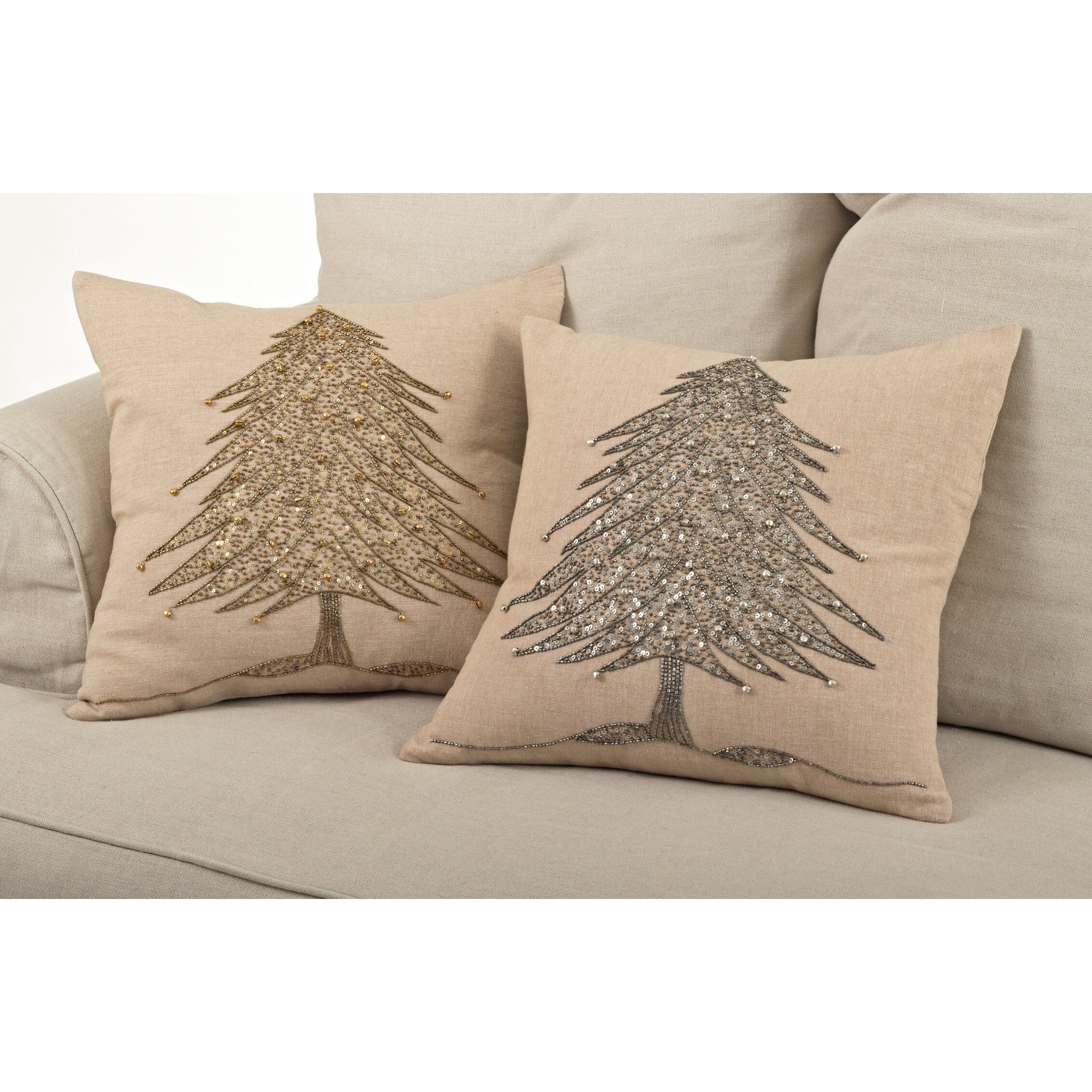 Beaded Xmas Tree Design Pillow