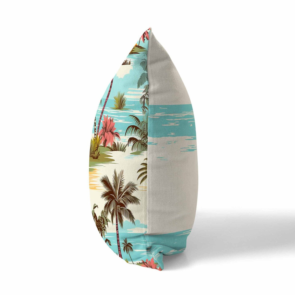 Blue And Pink Tropical Beach Indoor/Outdoor Throw Pillow Zipper