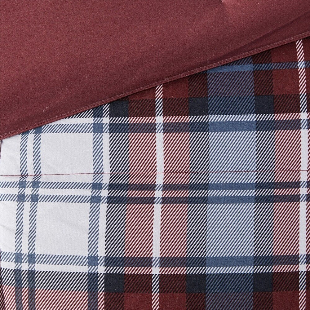 King Plaid Comforter Set Red