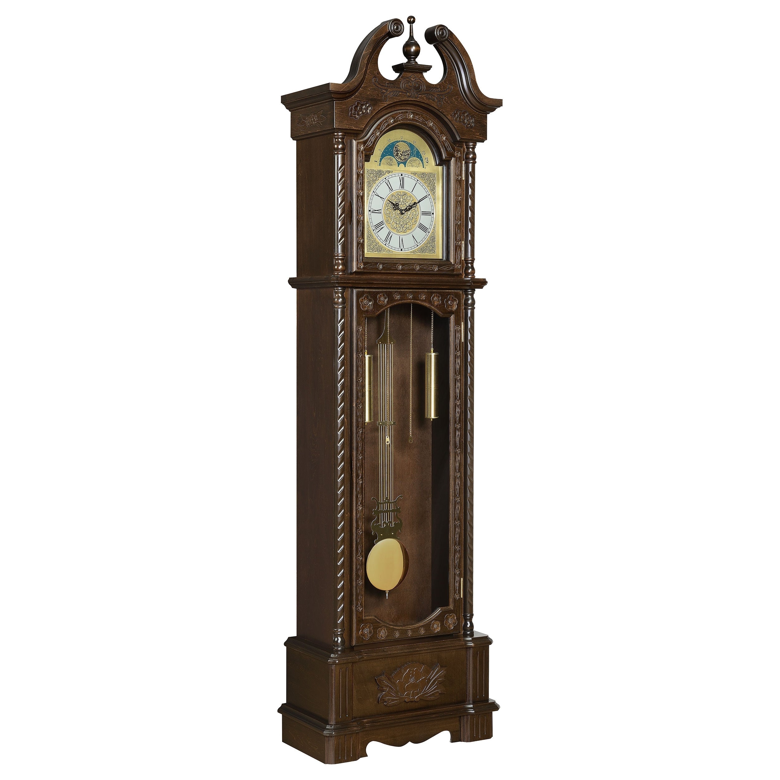 Cedric Golden Brown and Gold Grandfather Clock with Chime