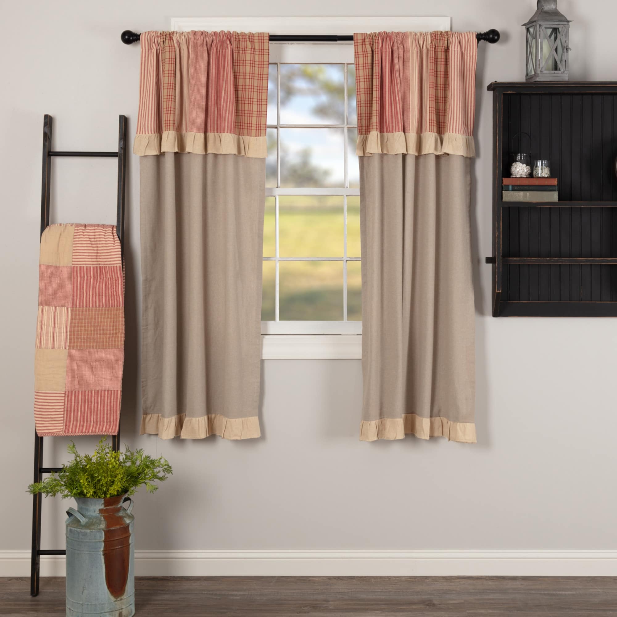 Sawyer Mill Patchwork Short Panel with Valance Set - Short Panel 63x36