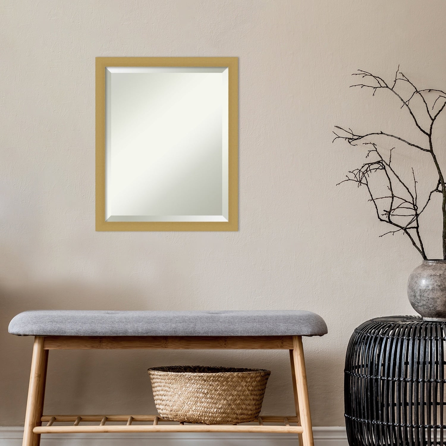 Beveled Wall Mirror - Grace Brushed Gold Narrow Frame