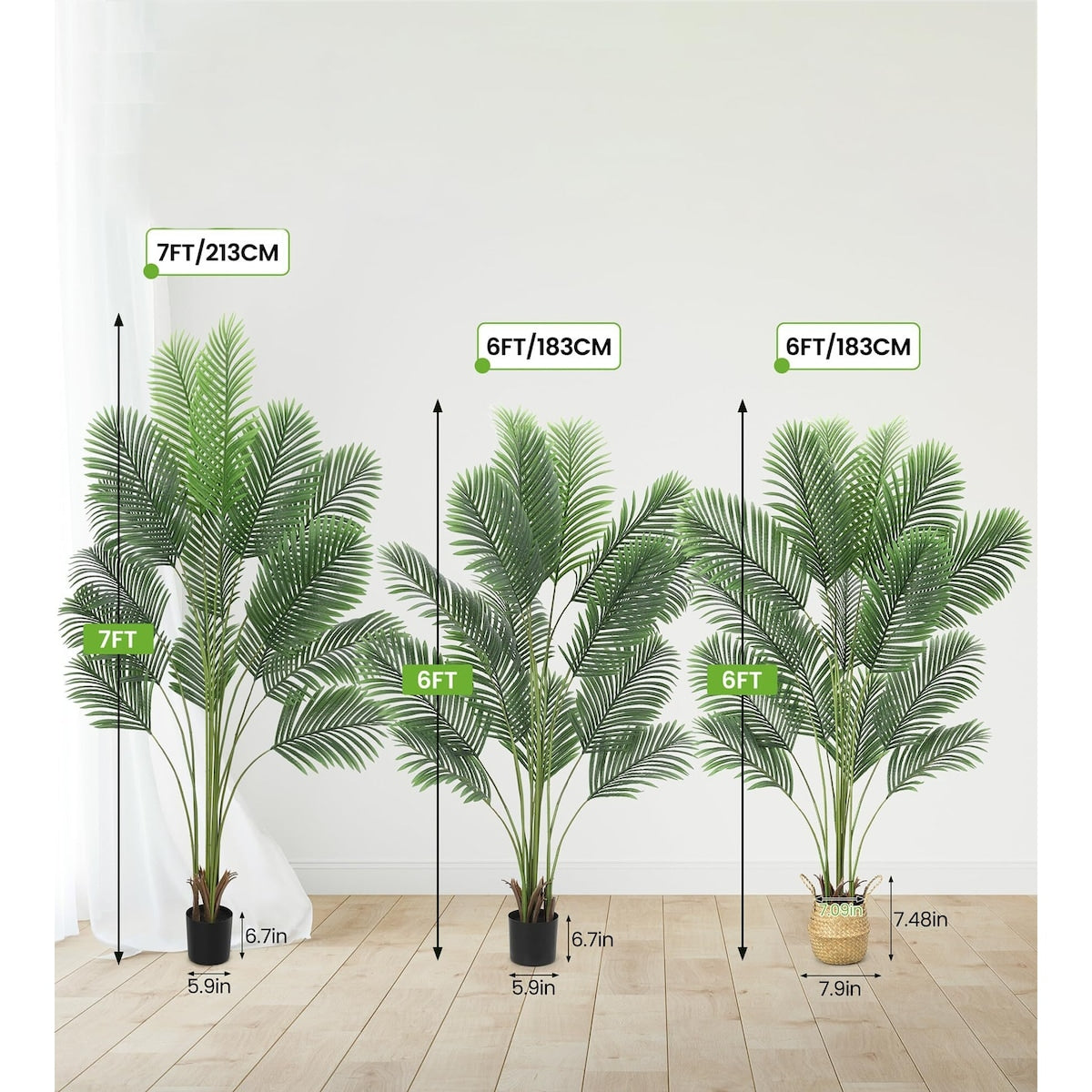 1/2 pack 4/6/7ft Artificial Palm Tree