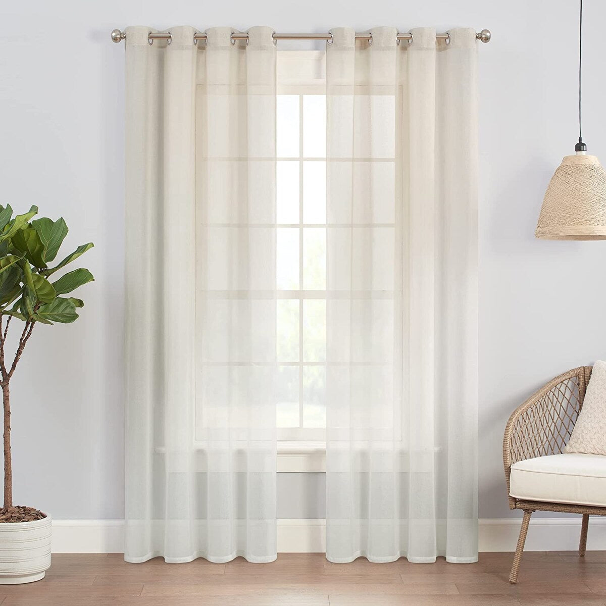 Eclipse Indus Printed Ombre Textured Light Filtering Grommet Curtains (2 Panels)