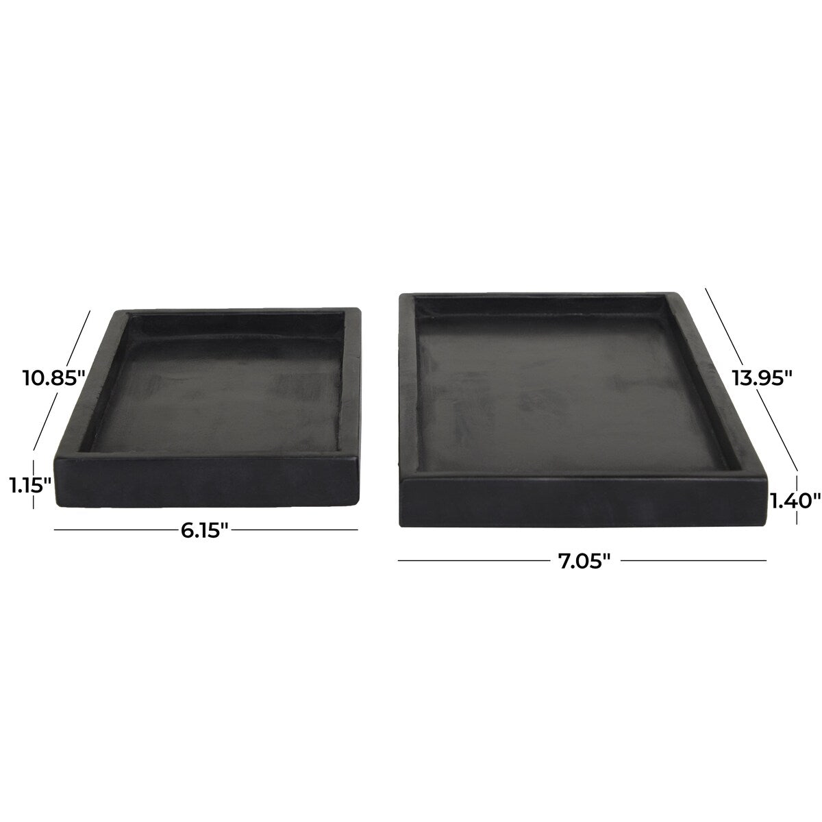 Marble Slim Living Room Decor Tray with Raised Border - Set of 2 White, Black, Green - CosmoLiving by Cosmopolitan