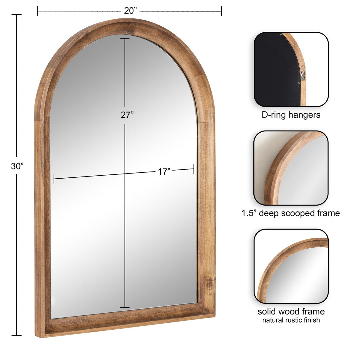 Kate and Laurel Hatherleigh Arch Wood Wall Mirror