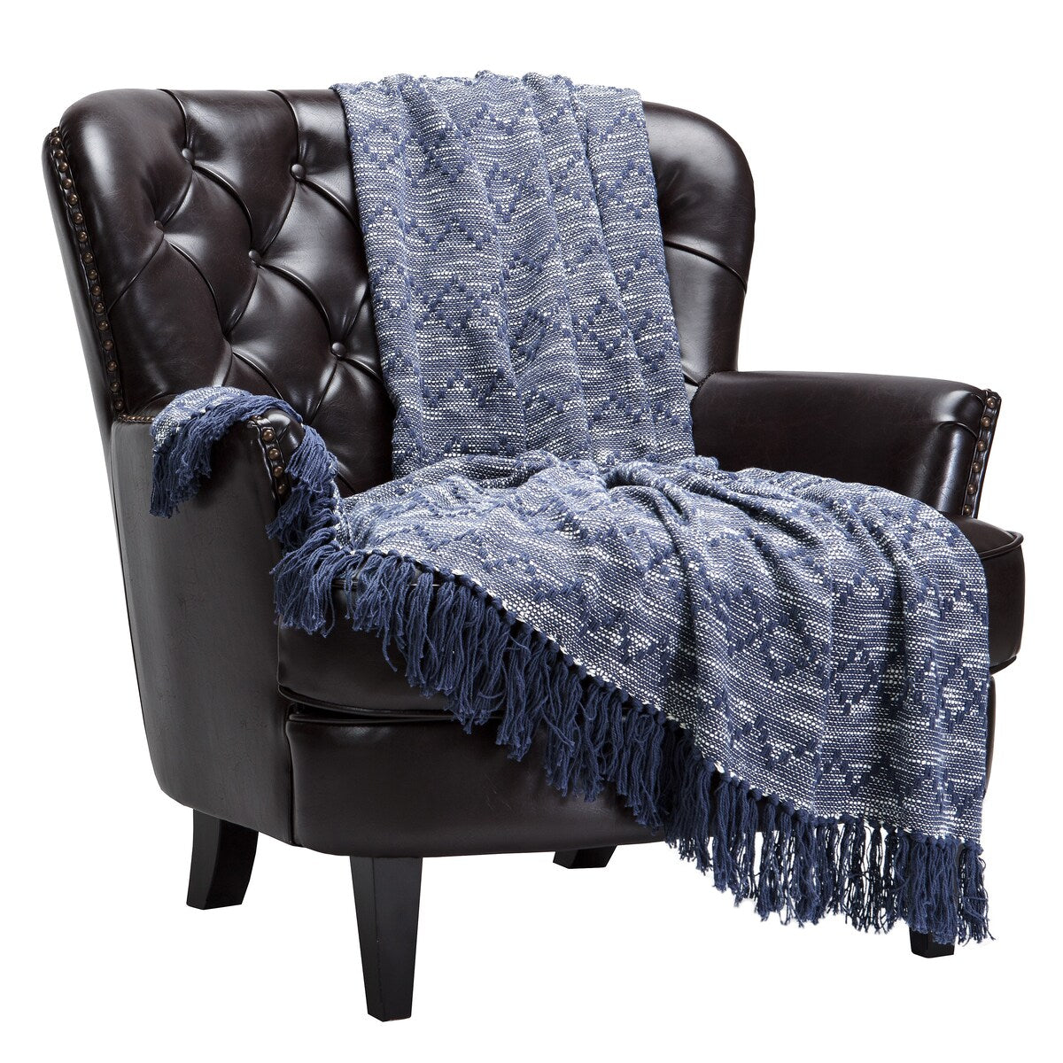 Chanasya Geometric Diamond Cotton Throw Blanket with Tassels