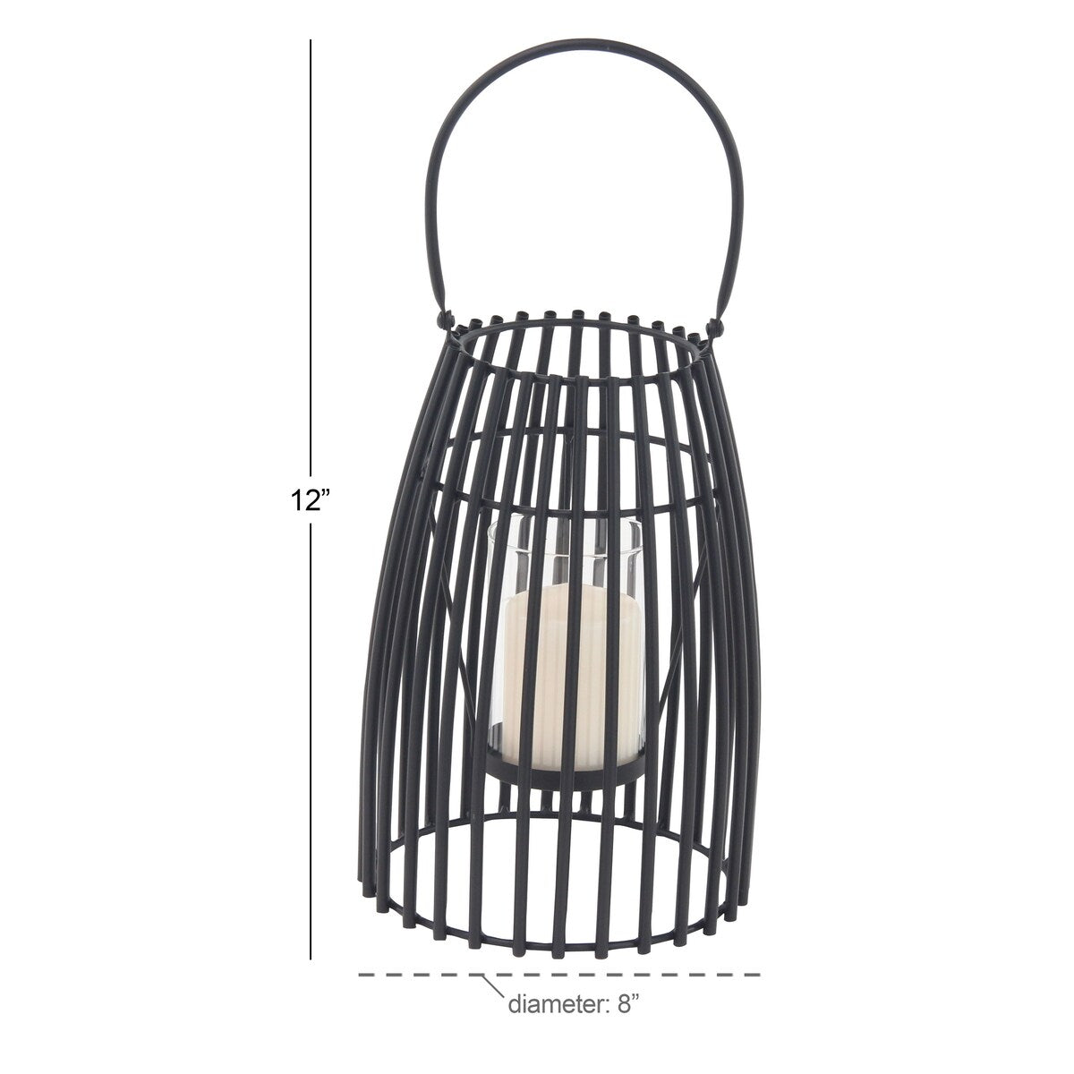 Metal Decorative Indoor Outdoor Candle Lantern with Handle - Black - Roche River Decor