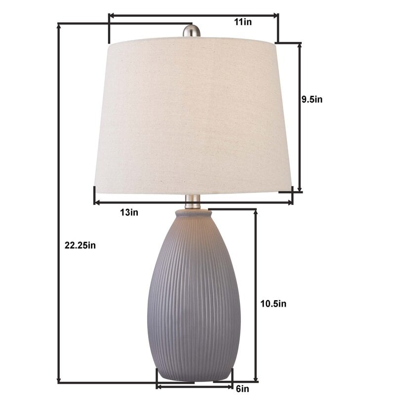 22.25 Ceramic Round Table Lamp (Set of 2)