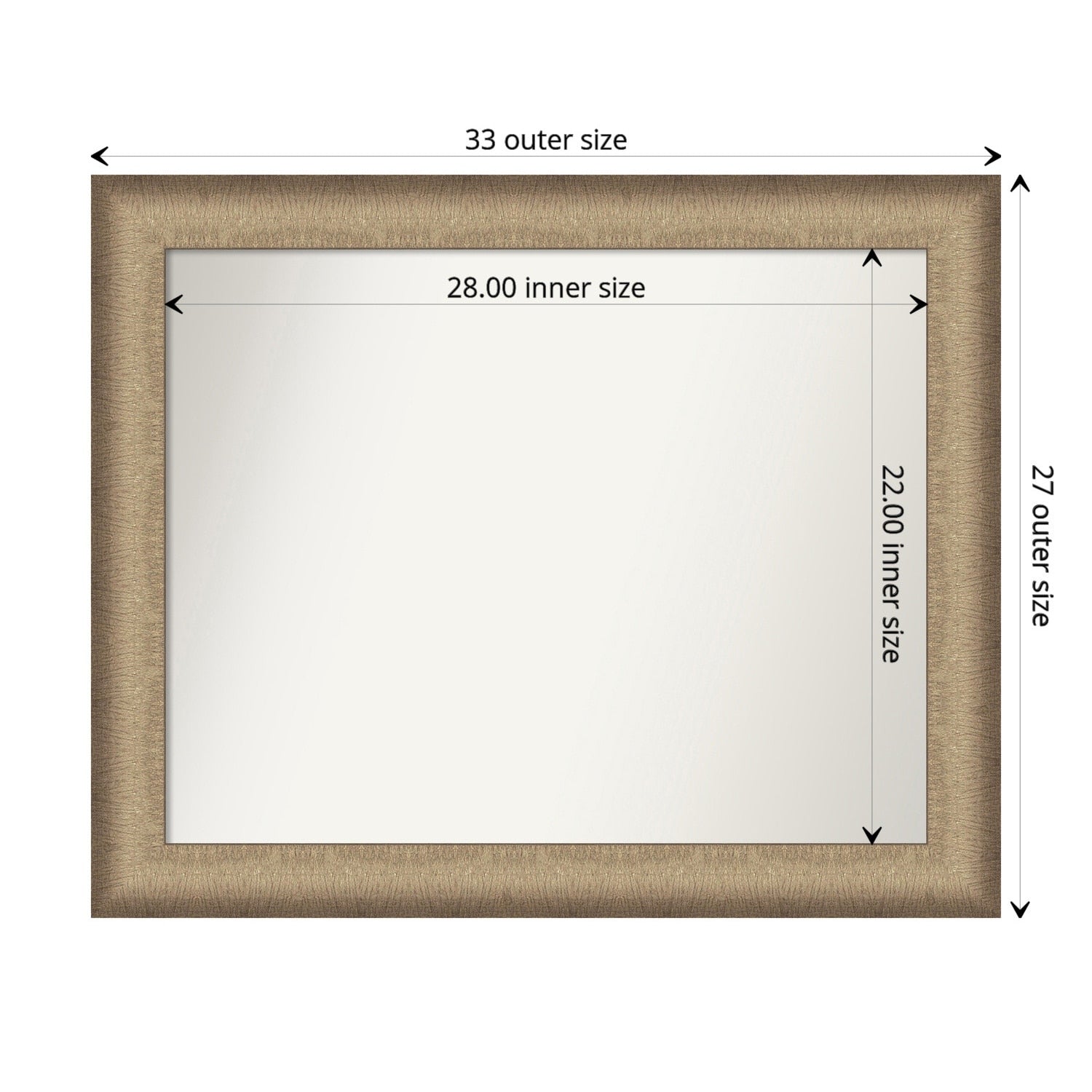 Non-Beveled Bathroom Wall Mirror - Elegant Brushed Bronze Frame