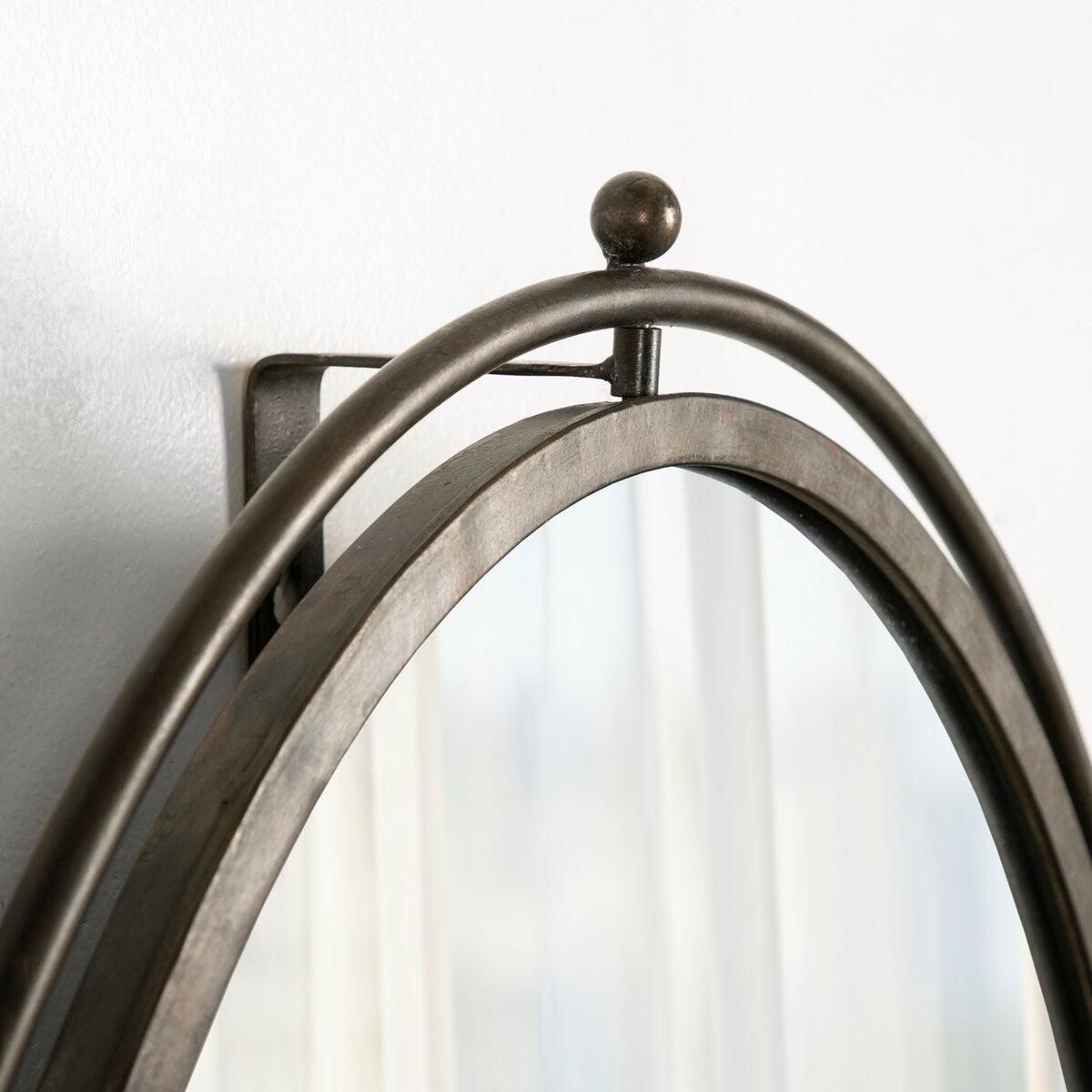 Kate and Laurel Baron Rustic Pivot Mirror, 21 Diameter, Raw Iron