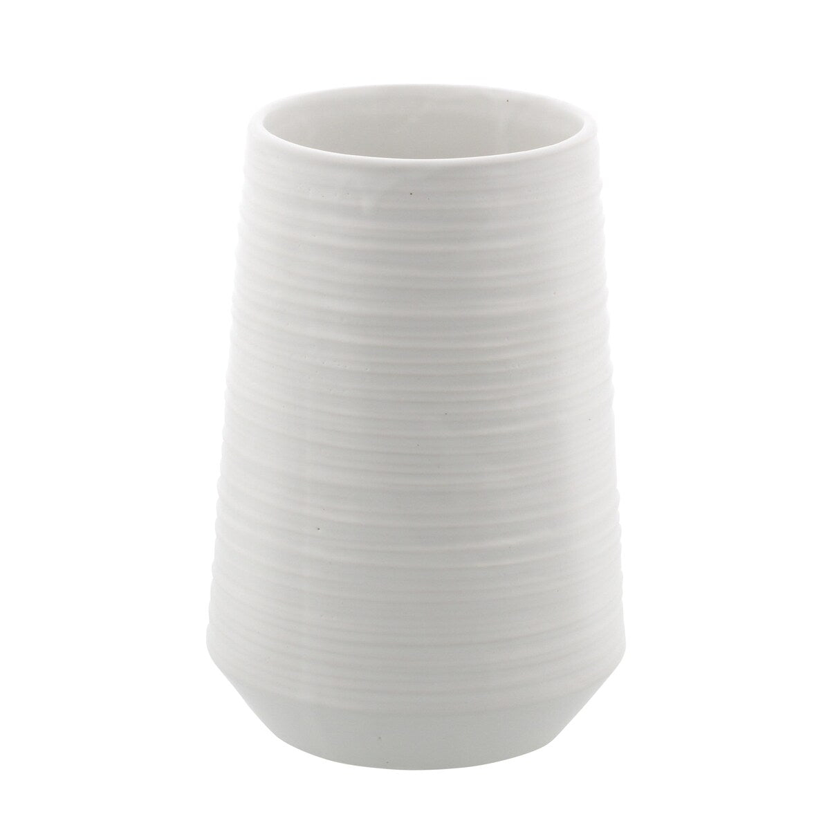 Porcelain Ceramic Ribbed Decorative Vase - White - CosmoLiving by Cosmopolitan