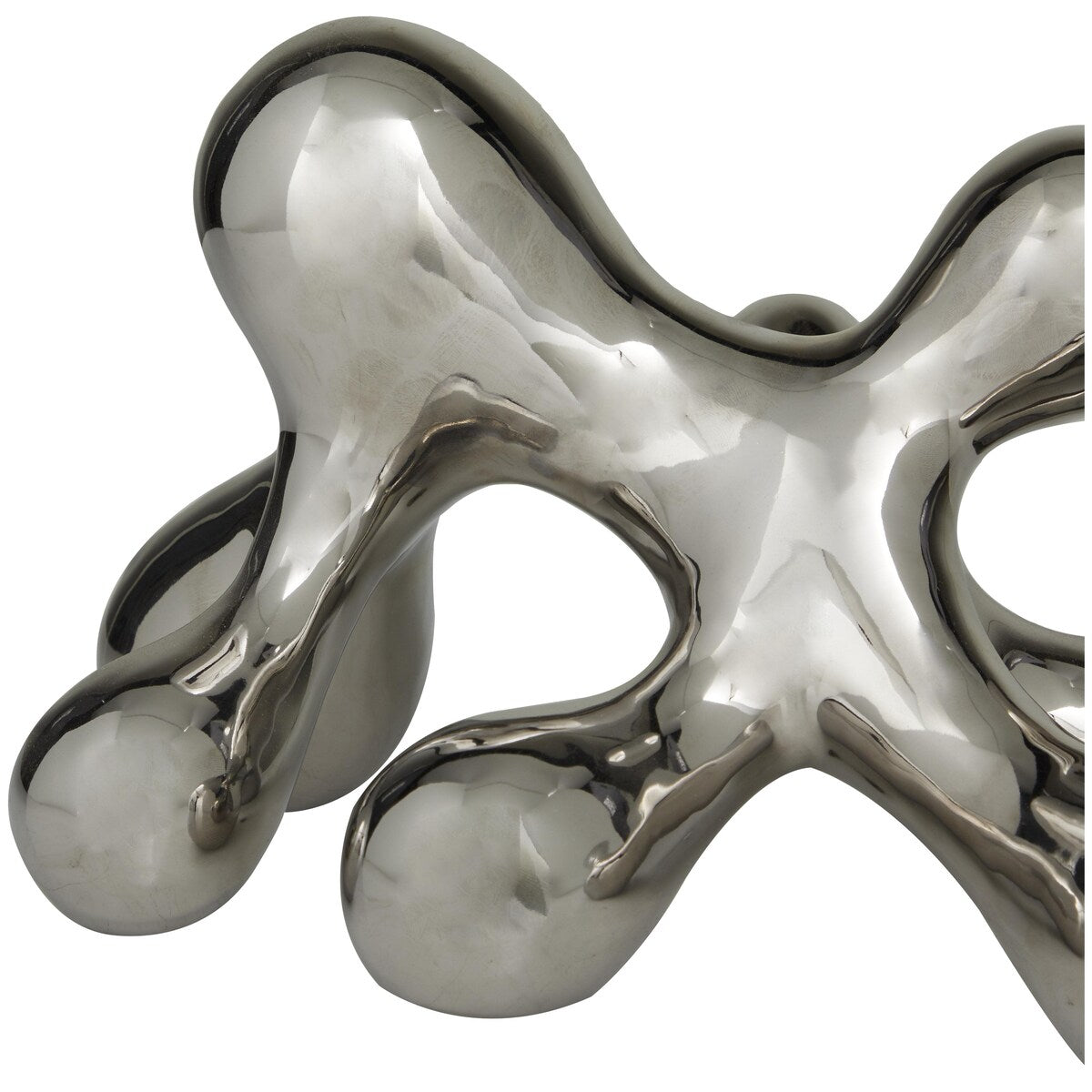 Porcelain Ceramic Abstract Molecule Decorative Sculpture - Silver, Black, Gold - CosmoLiving by Cosmopolitan