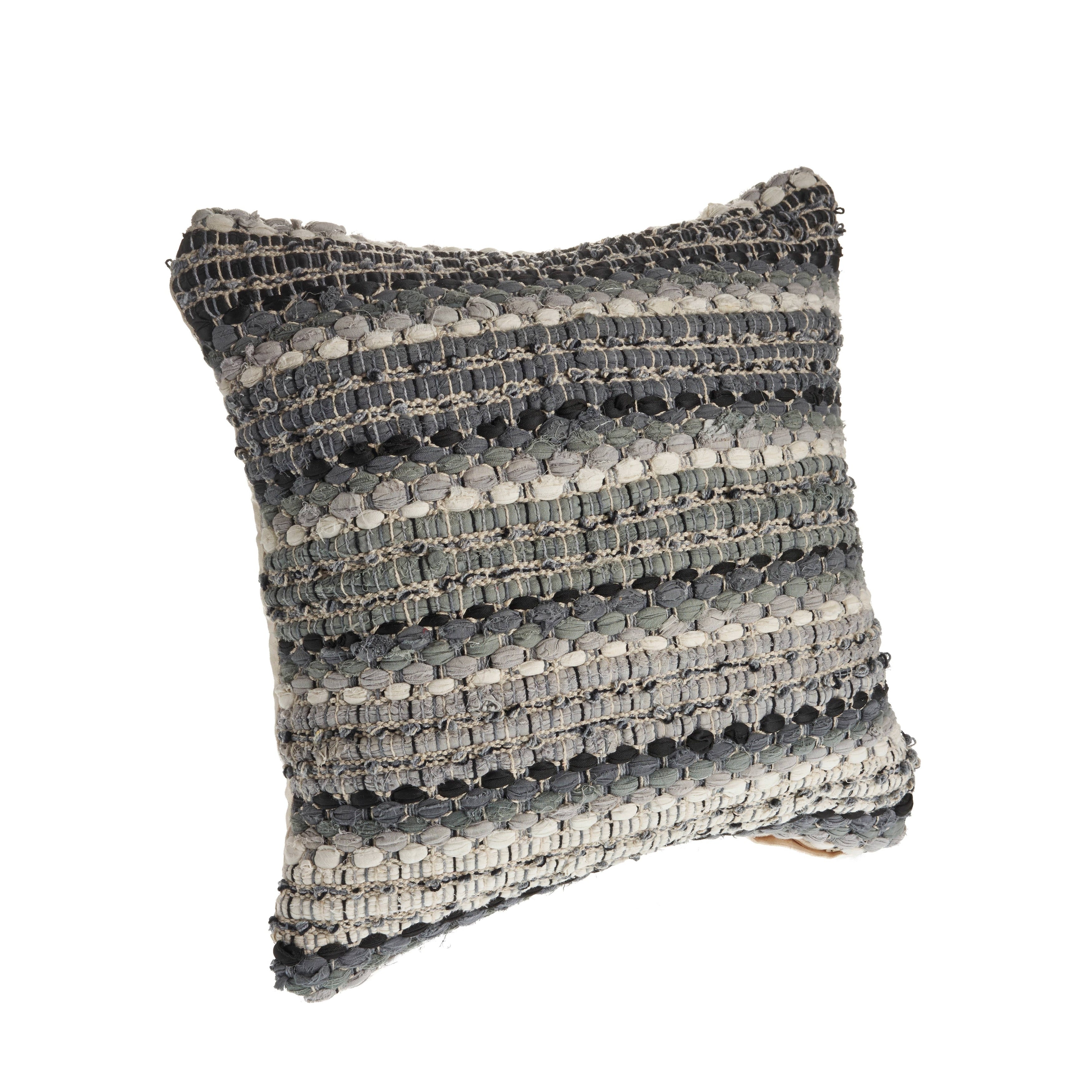 Sevita Coil Striped Chindi Cotton Throw Pillow, Set of 2