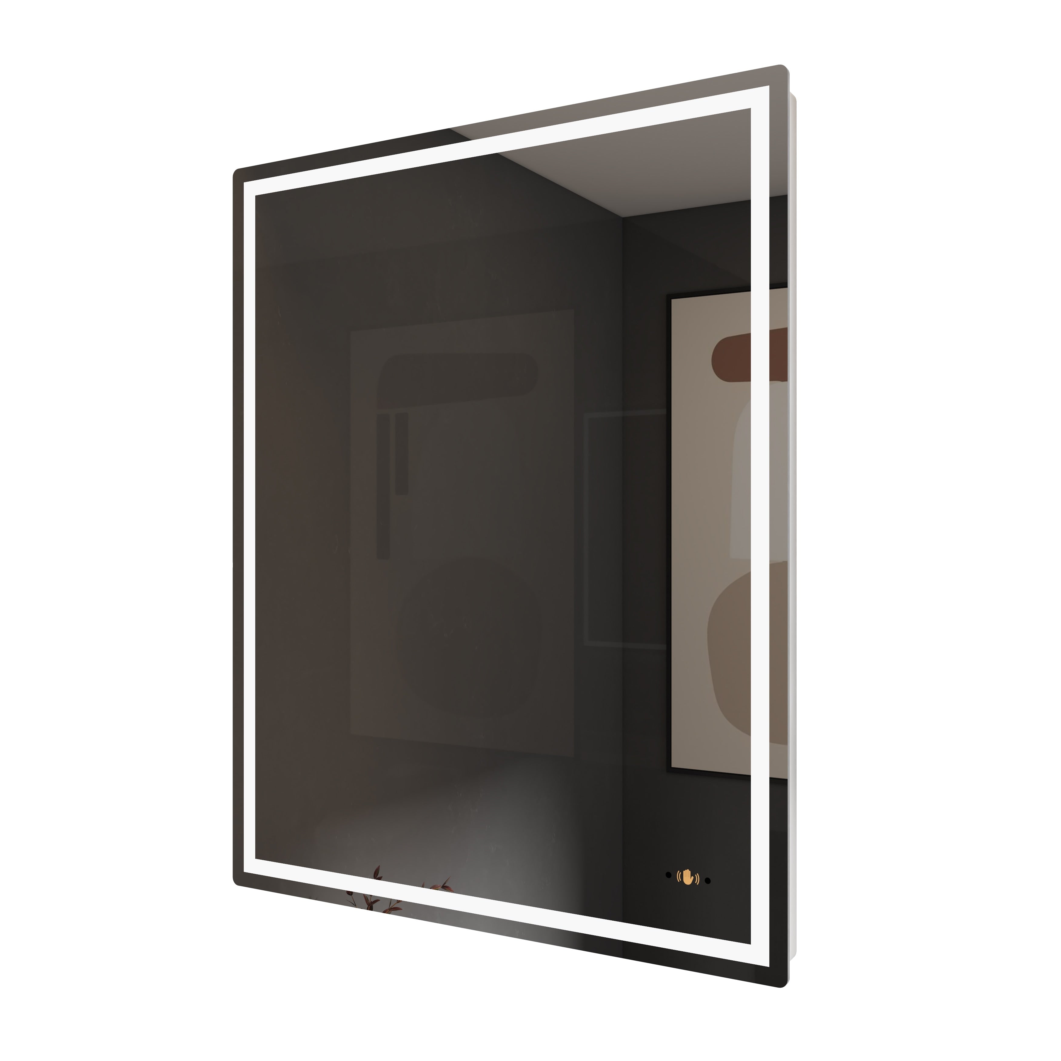 CB HOME Lighted Bathroom Vanity Mirror, LED Wall Mounted Mirror, Gesture Control Smart Lighted Mirror, Dimmable, Frameless