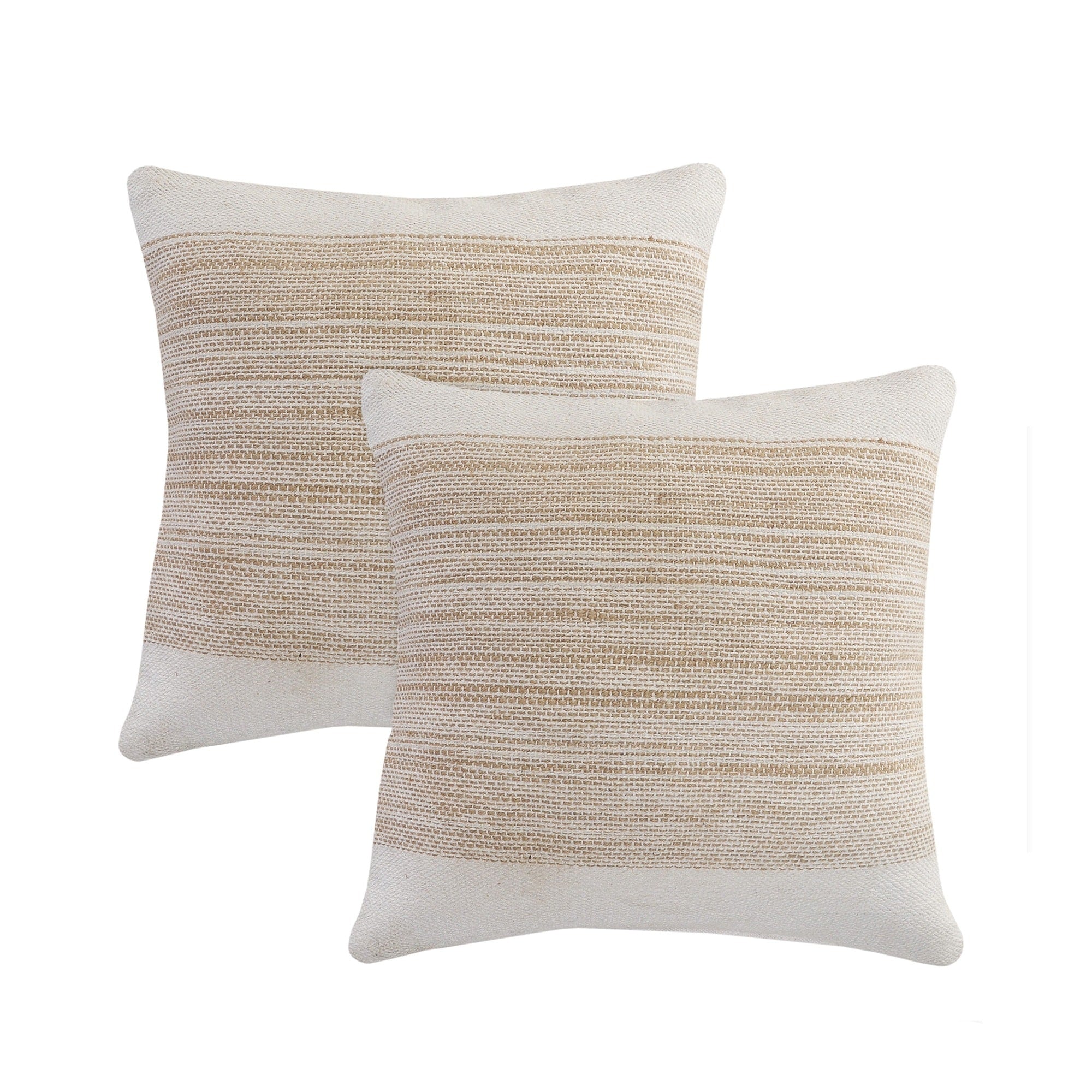 Sevita Reed Natural/White Distressed Cotton Throw Pillow, Set of 2