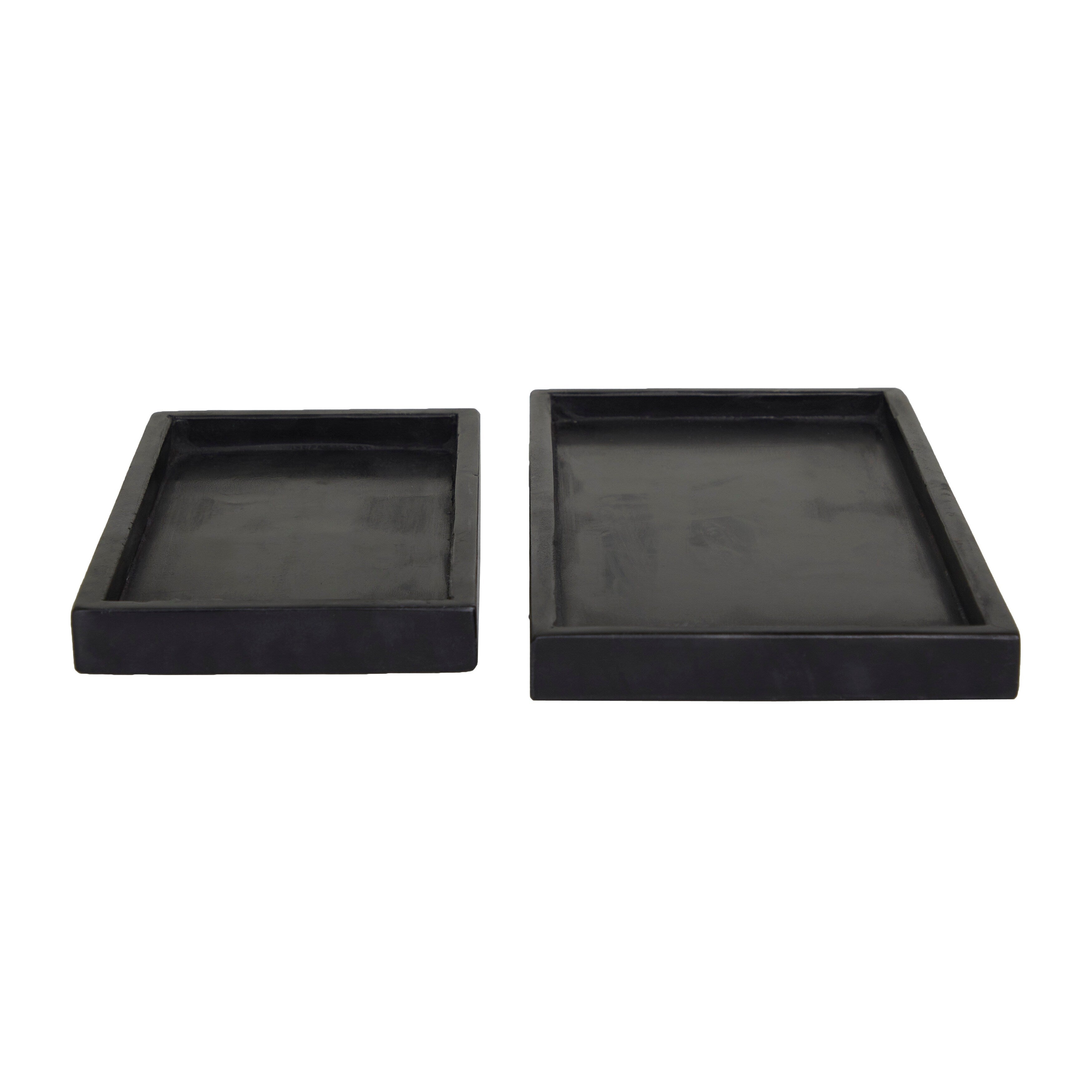 CosmoLiving by Cosmopolitan Marble Tray with Raised Border (Set of 2) - White, Black, Green