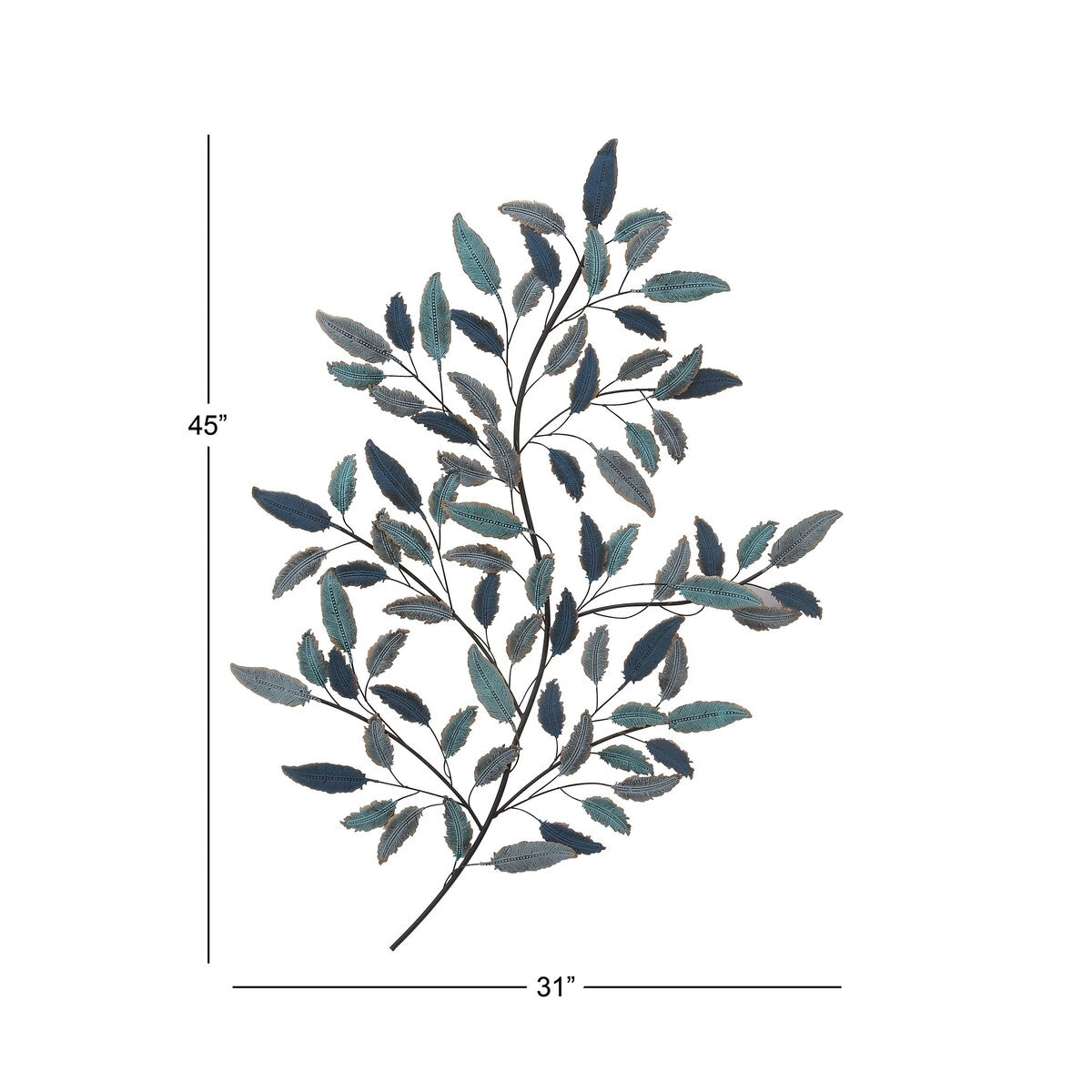 Metal Leaf Home Wall Decor - Blue - Roche River Decor