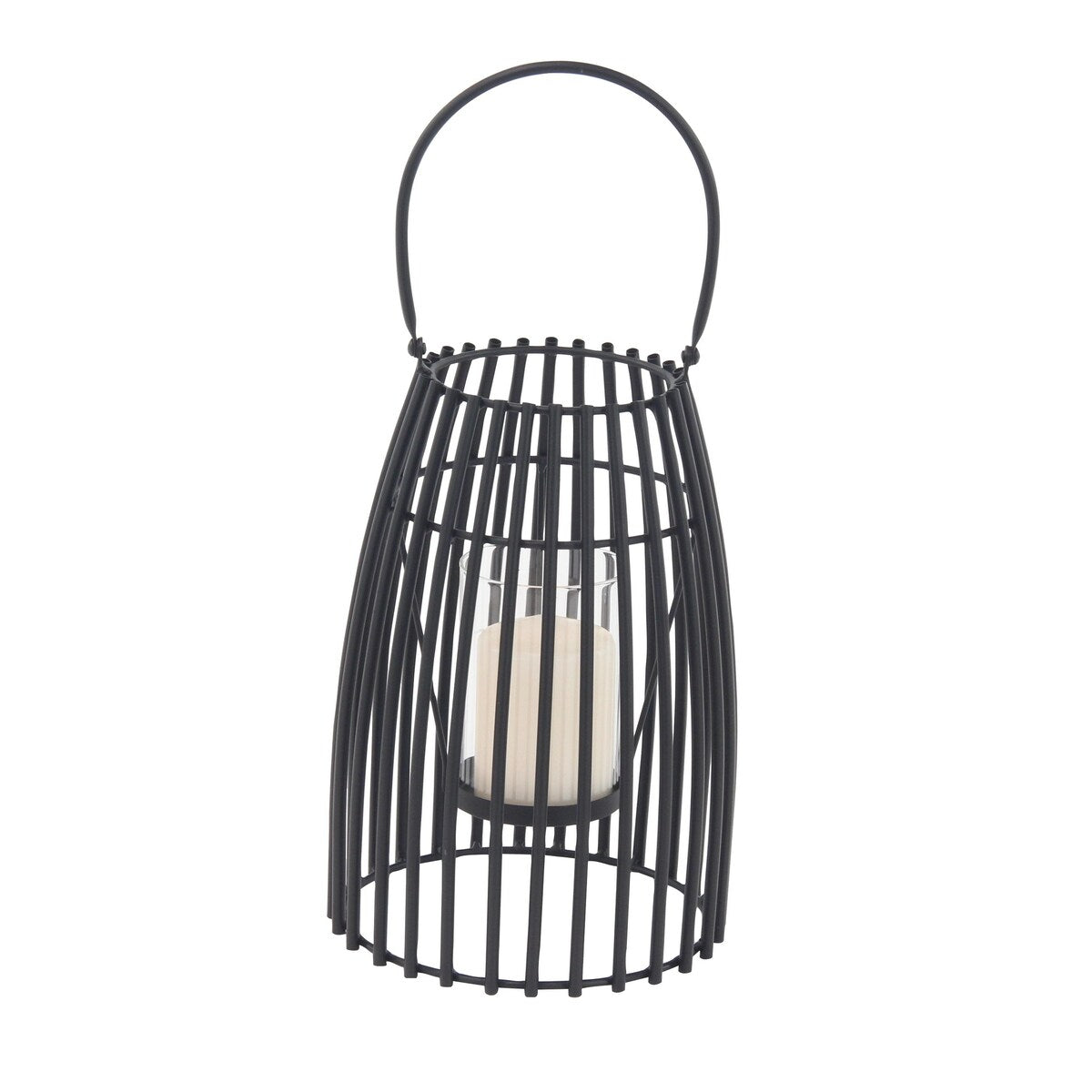 Metal Decorative Indoor Outdoor Candle Lantern with Handle - Black - Roche River Decor