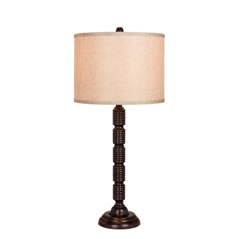 Fangio Lighting's 1562ORB 30.5 in. Industrial, Ribbed Metal Table Lamp in a Oil Rubbed Bronze Finish