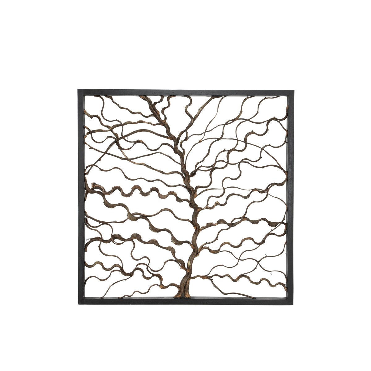 Wood Tree Branch Home Wall Decor with Black Frame - Brown - Roche River Decor