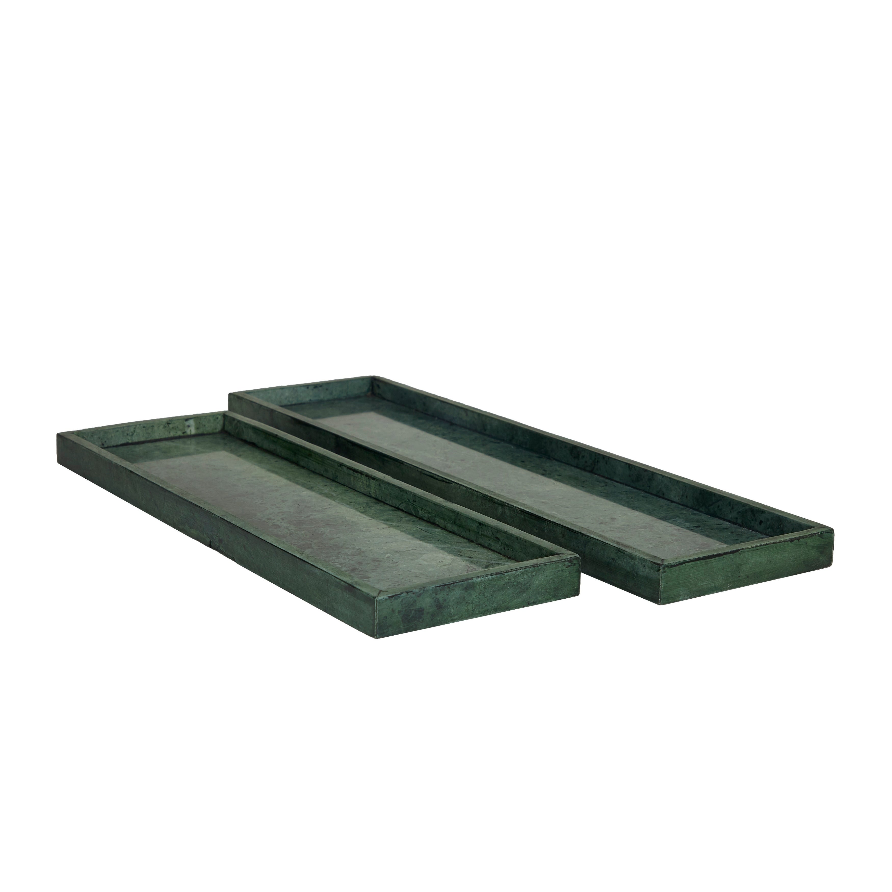 CosmoLiving by Cosmopolitan Marble Tray with Raised Border (Set of 2) - White, Black, Green