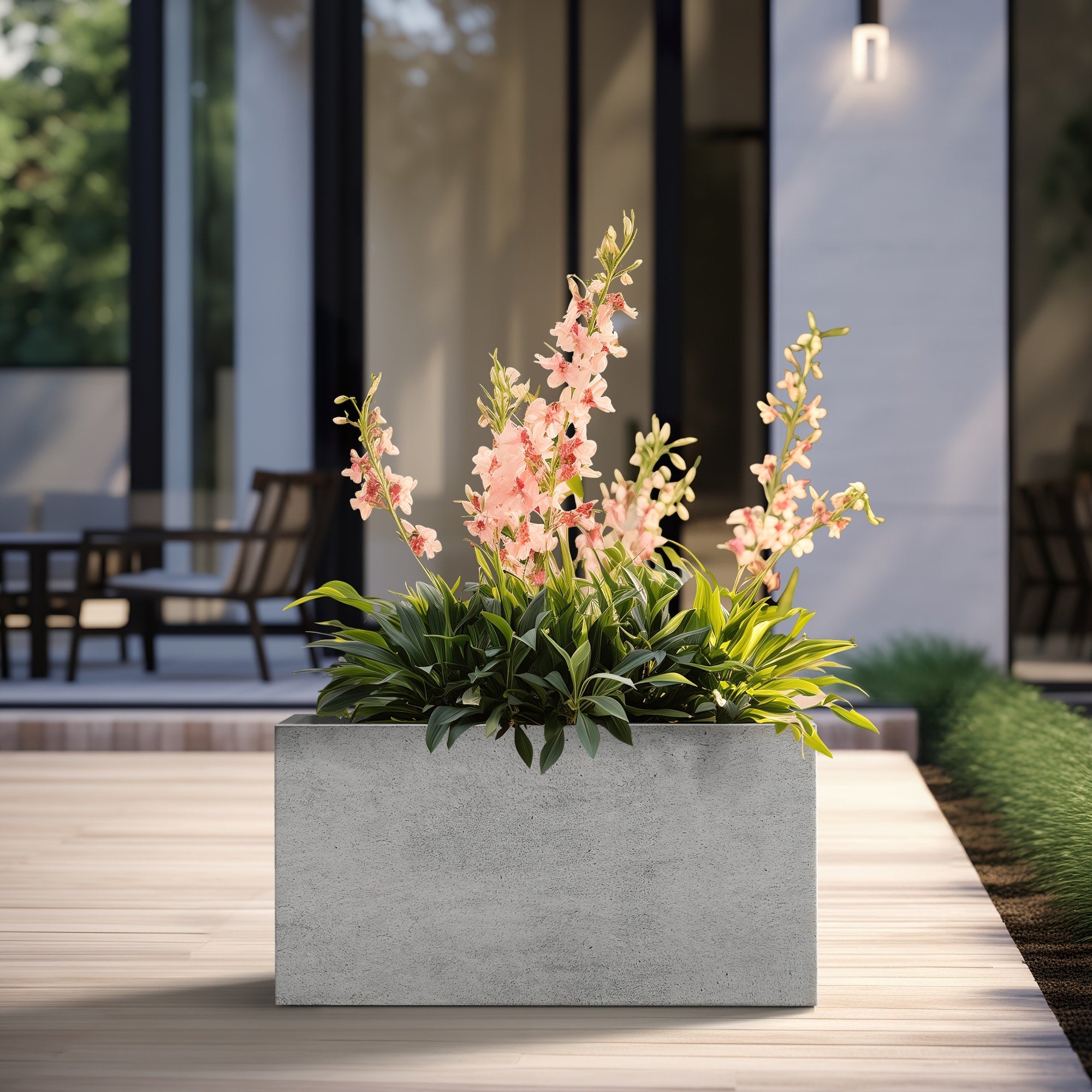 Tall Concrete Rectangle Plant Boxes / Large Indoor and Outdoor Flower Planters