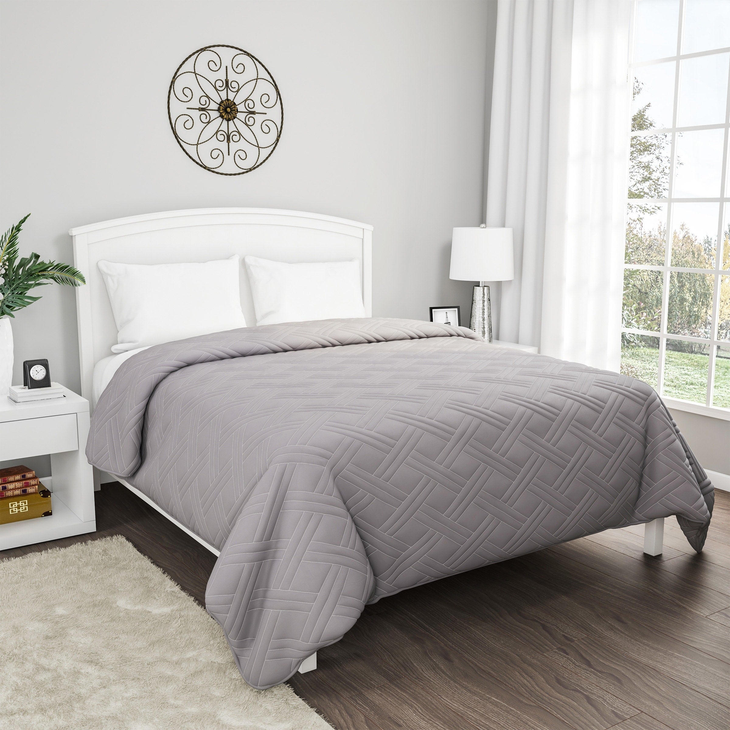 Quilt Coverlet - All-Season Washable Bedspread - Basket-Weave Polyester Bedding with Quilted Pattern by Windsor Home