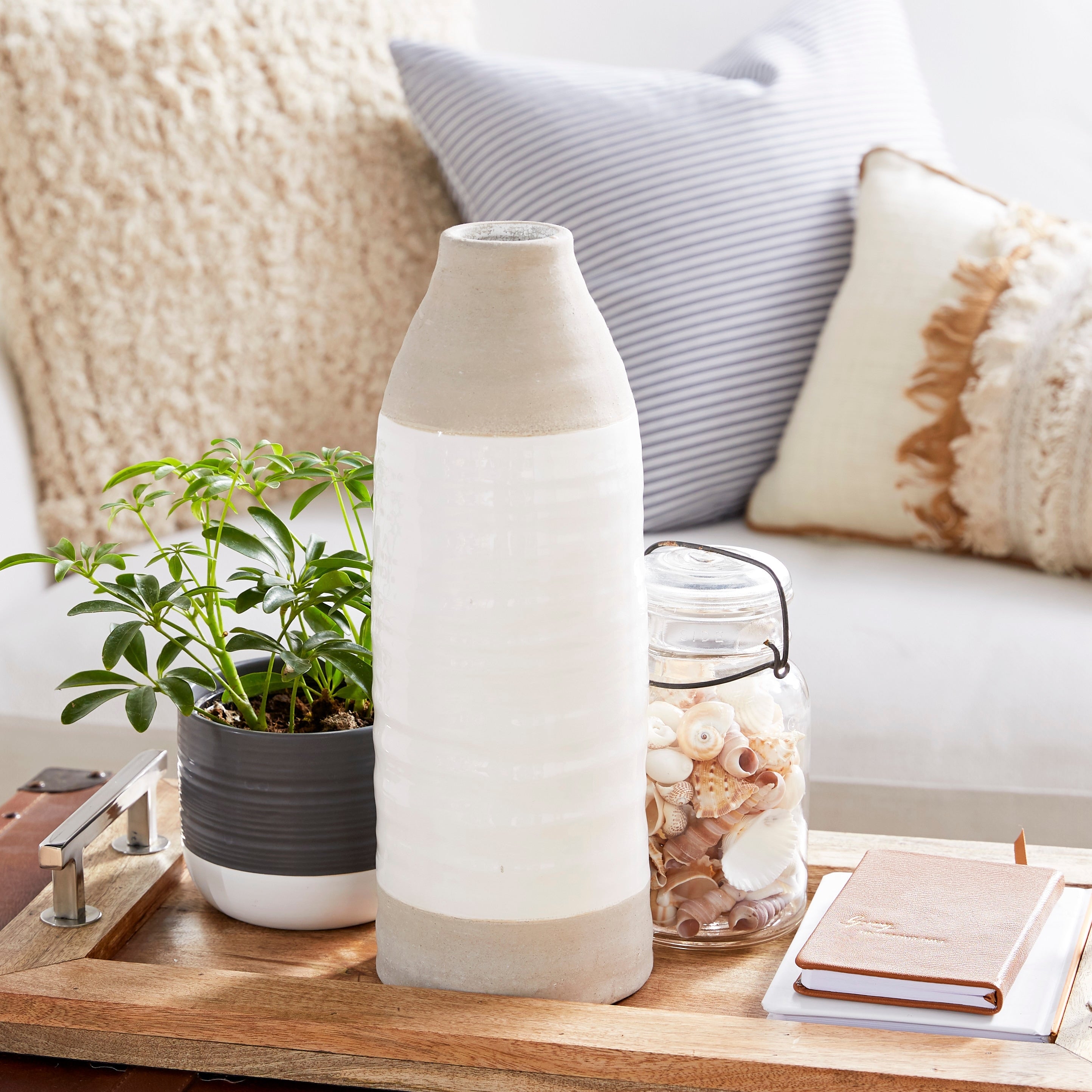 Gray Ceramic Vase with White Body