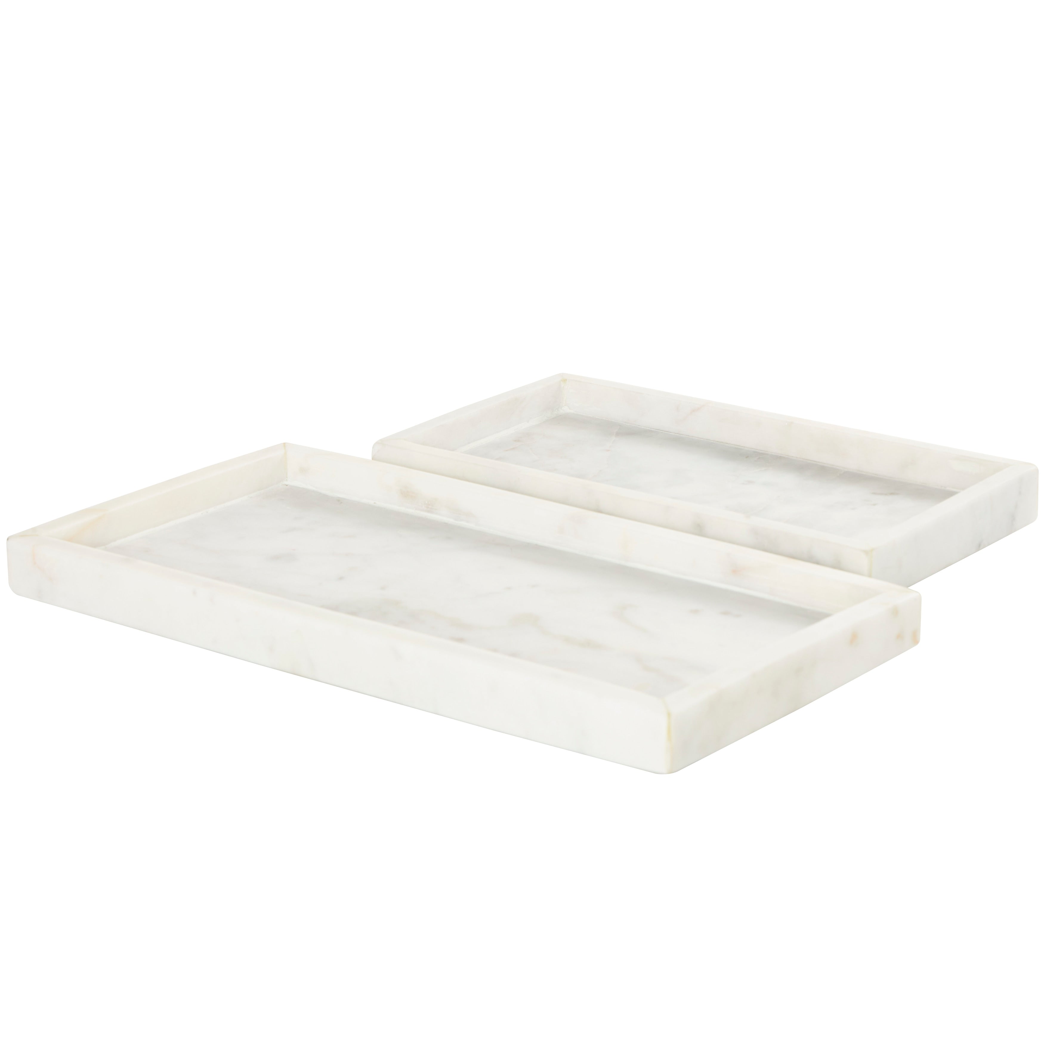 CosmoLiving by Cosmopolitan Marble Tray with Raised Border (Set of 2) - White, Black, Green