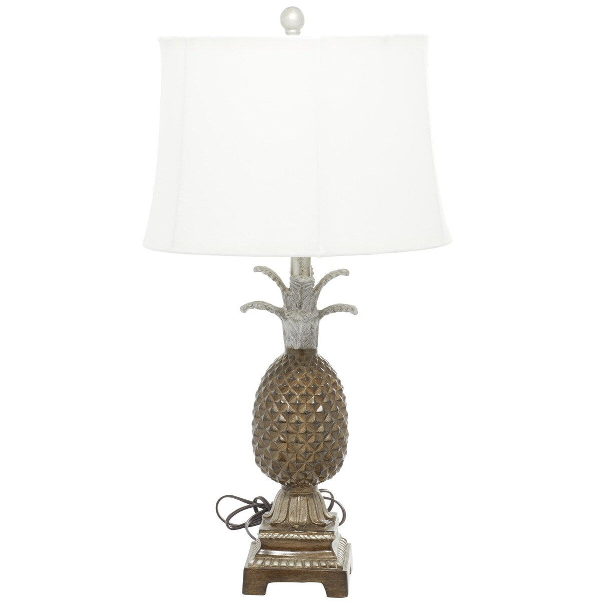 Polystone Fruit Pineapple Room Table Lamp - Set of 2 Brown - Roche River Decor